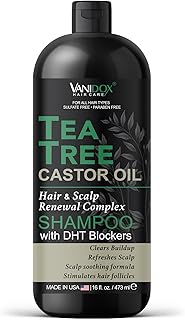 Tea Tree Shampoo with Castor Oil and 100% Pure Tea Tree Oil for Itchy and Dry Scalp - Sulfate and Paraben Free, Tea Tree Oil Shampoo - 16 fl. oz.