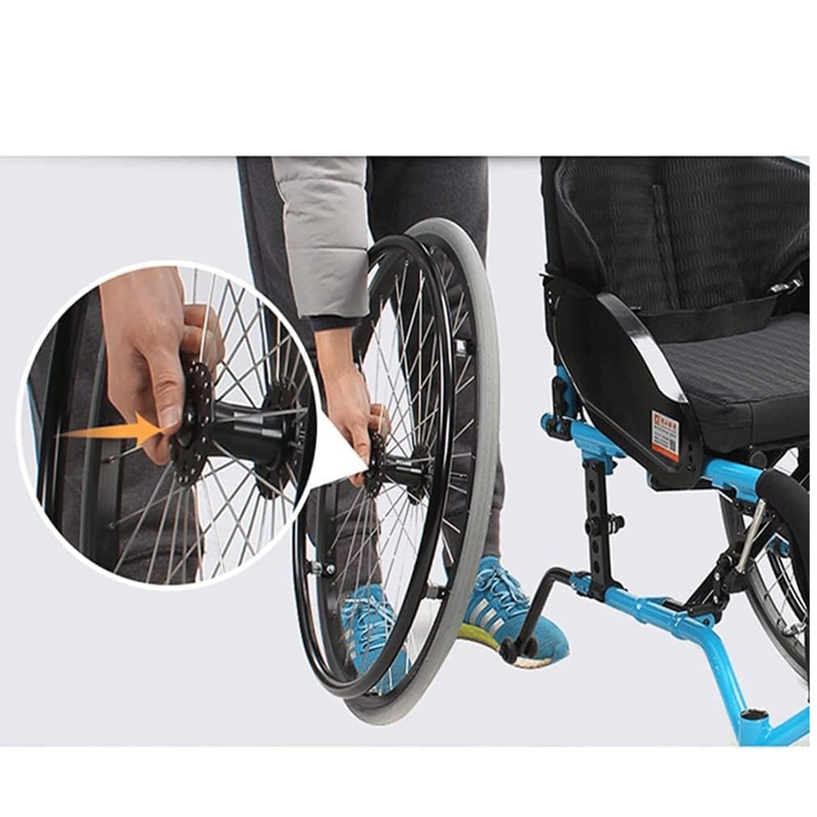 Wózek Inwalidzki, Transportowy Wózek Inwalidzki Samobieżny Ręczny Wózek Inwalidzki Dla Dorosłych Transportowy Wózek Inwalidzki Ultralekki Aluminiowy Wózek Inwalidzki/White/Seat Width 38Cm