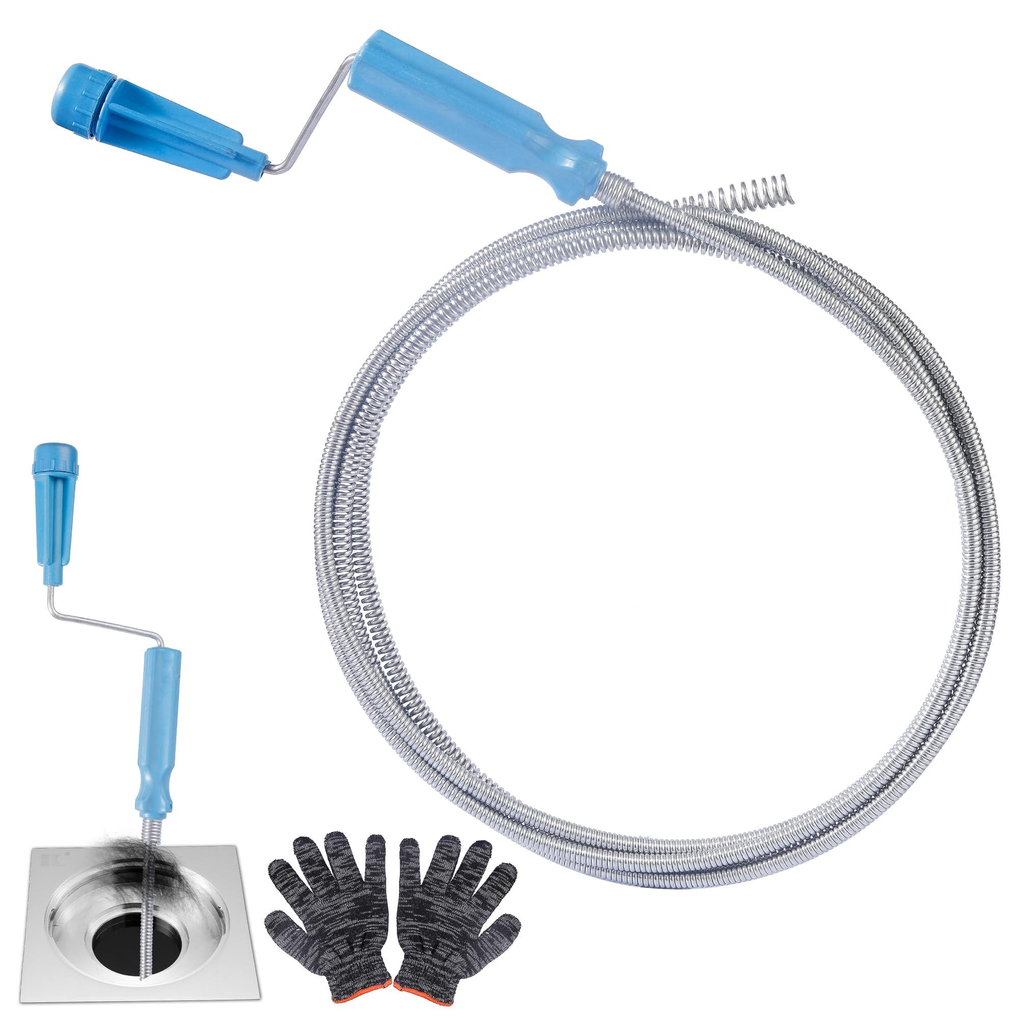 WUFANC Sonda Sturatubi, Molla Sturatubi Ø 6 mm x 3 m, Stura Lavandini Con Spirale Di Pulizia, Per Intasamenti Ostinati, Stura Tubi Di Scarico Adatto Per La Pulizia Degli Scarichi Di Wc, Lavandini