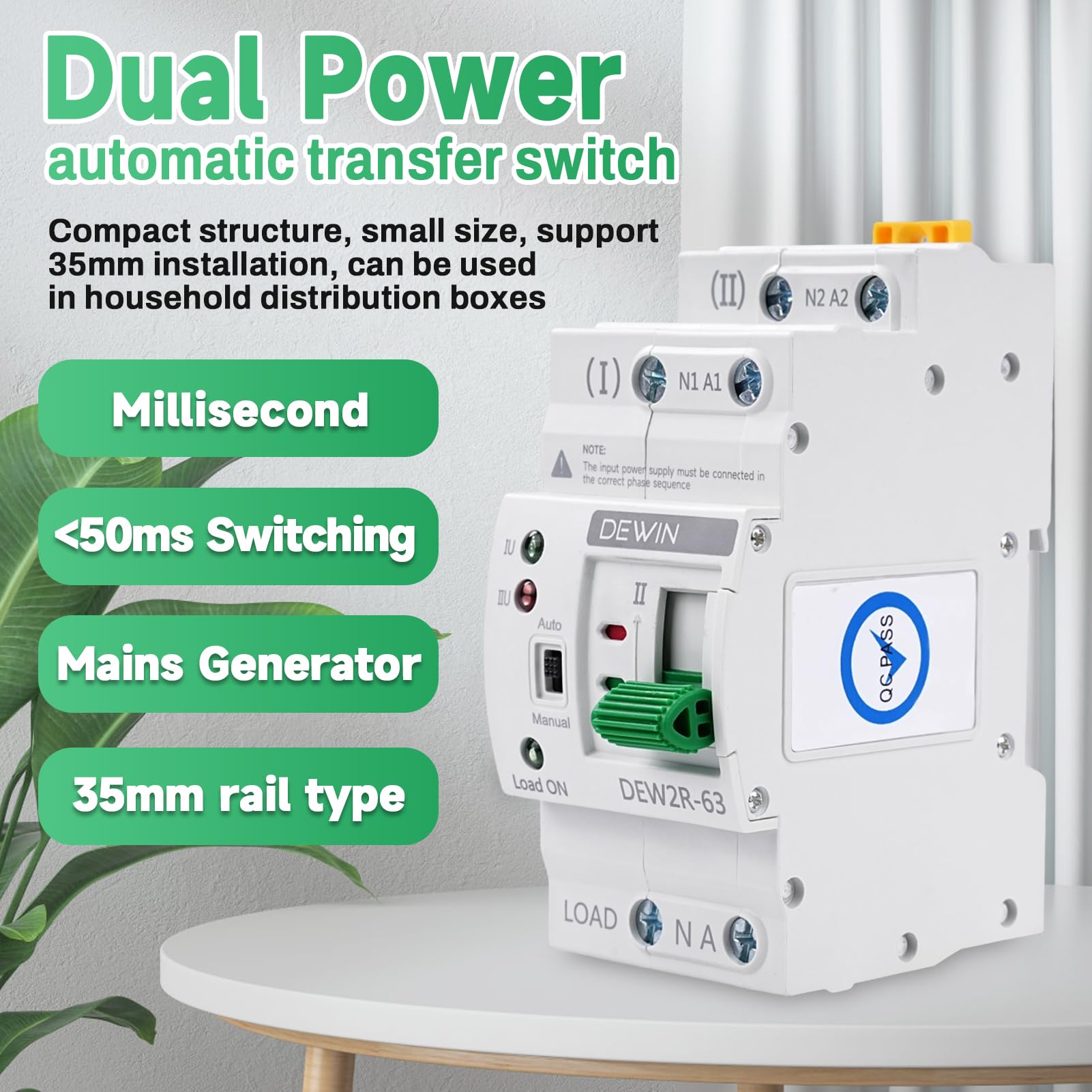 Automatischer Transferschalter 2P 63A 220V ATS Switch G2R Doppelstrom Umschalter