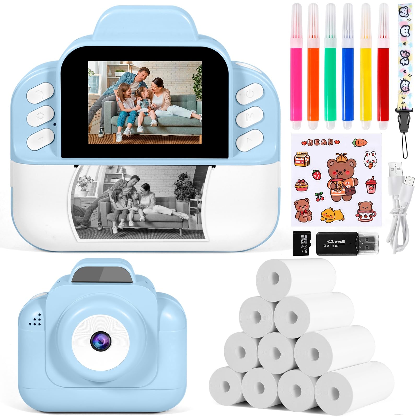 Fotocamera Istantanea Bambini - Stampa Foto In 1 Secondo, 48MP, Video 1080P, Regalo Perfetto 3-12 Anni
