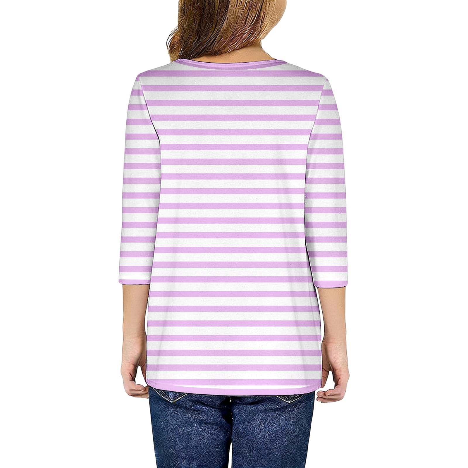 Gestreiftes Langarm-T-Shirt für Kinder, Klassischer Rundhalsausschnitt Langarmshirt,3/4 Ärmel T-Shirt,Mädchen Ringelshirt, Weiches Leichtes Slim-Fit-Oberteil für Mädchen und Jungen