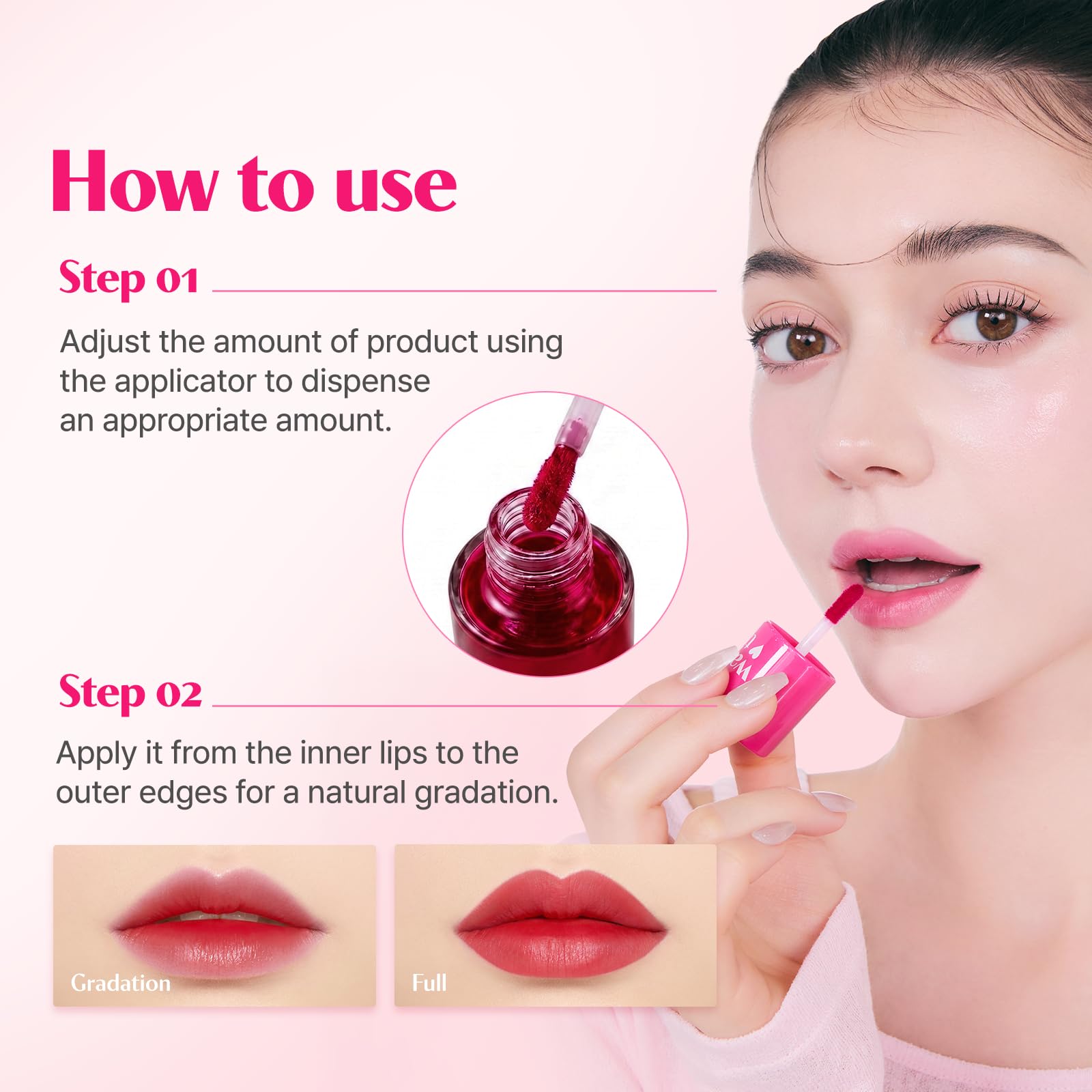 Etude House Dear Darling Water Tint Cherry Ade (21AD) żywa szminka z nawilżającym, nieważkim i nieklejącym wykończeniem, odporna na ścieranie i lekka, K-Beauty