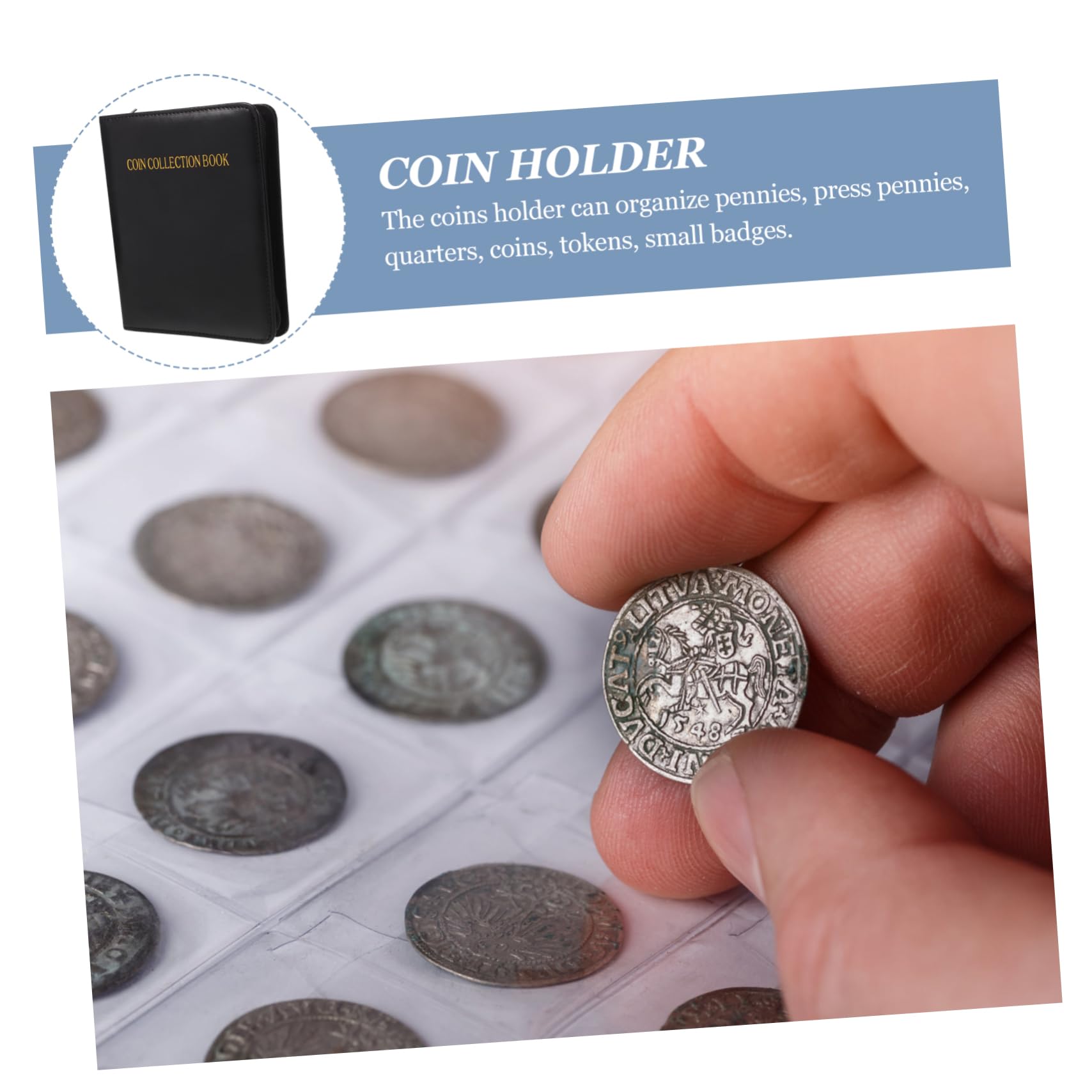 VILLCASE Album per Collezione di Monete Libro da Collezione Espositore per Monete Portatile e Leggero Pratico e Robusto Gettoni e Piccoli Distintivi