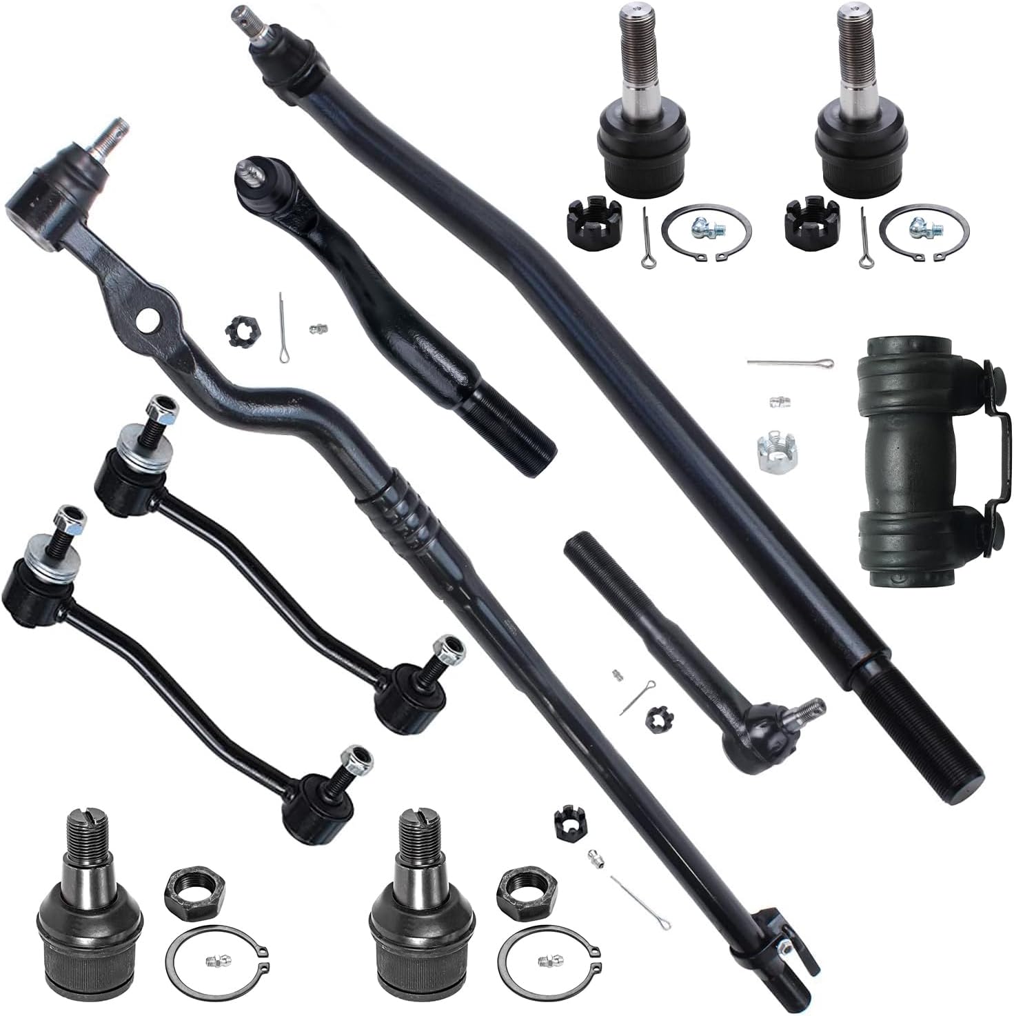 Detroit Axle - 4WD Front 11pc Suspension Kit for 1999 Ford F-250 F-350 Super Duty, 4 Tie Rods 2 Sway Bars 4 Ball Joints 1 Adjusting Sleeve Replacement