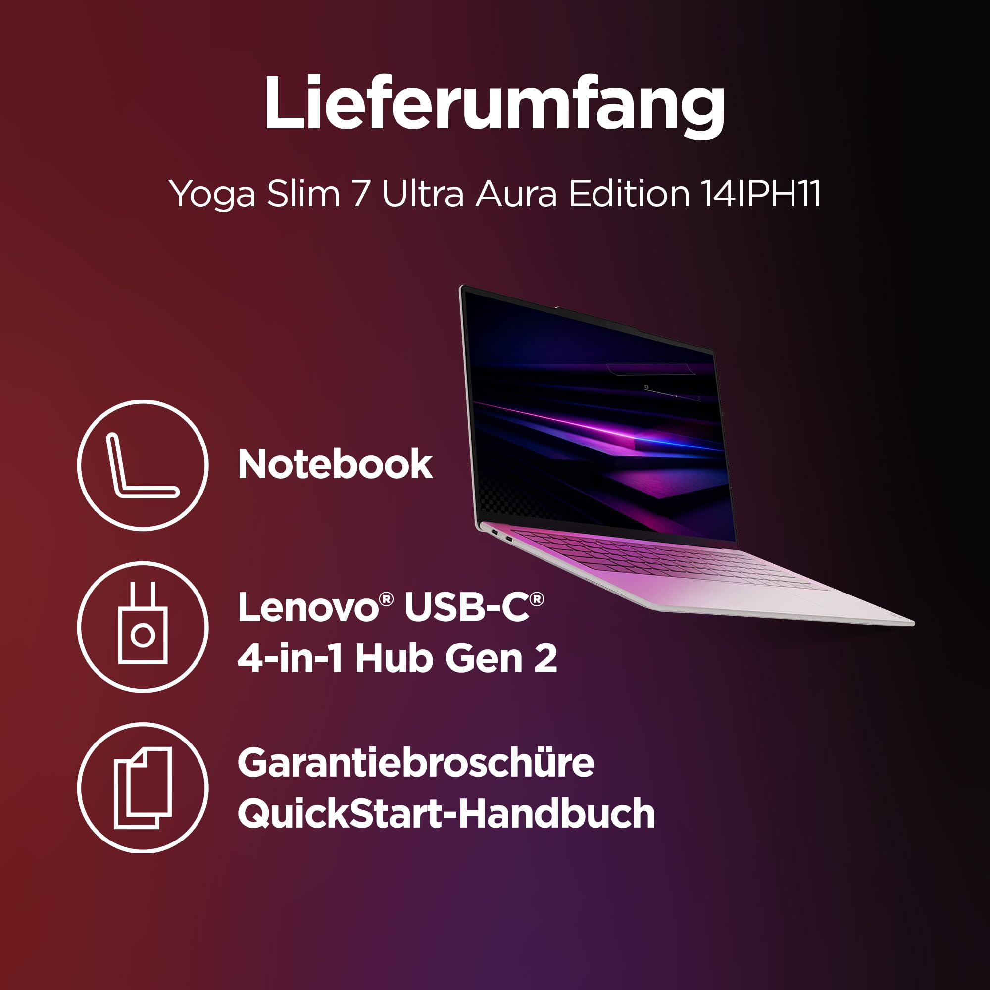 Lenovo Yoga Slim 7 Ultra Aura Edition Laptop | 14"2.8K WUXGA OLED Touch Display | Intel Core Ultra 7 355 | 32GB RAM | 1TB SSD | Intel ARC Grafik | Windows 11 | QWERTZ | Seashell |3 Monate Premium Care