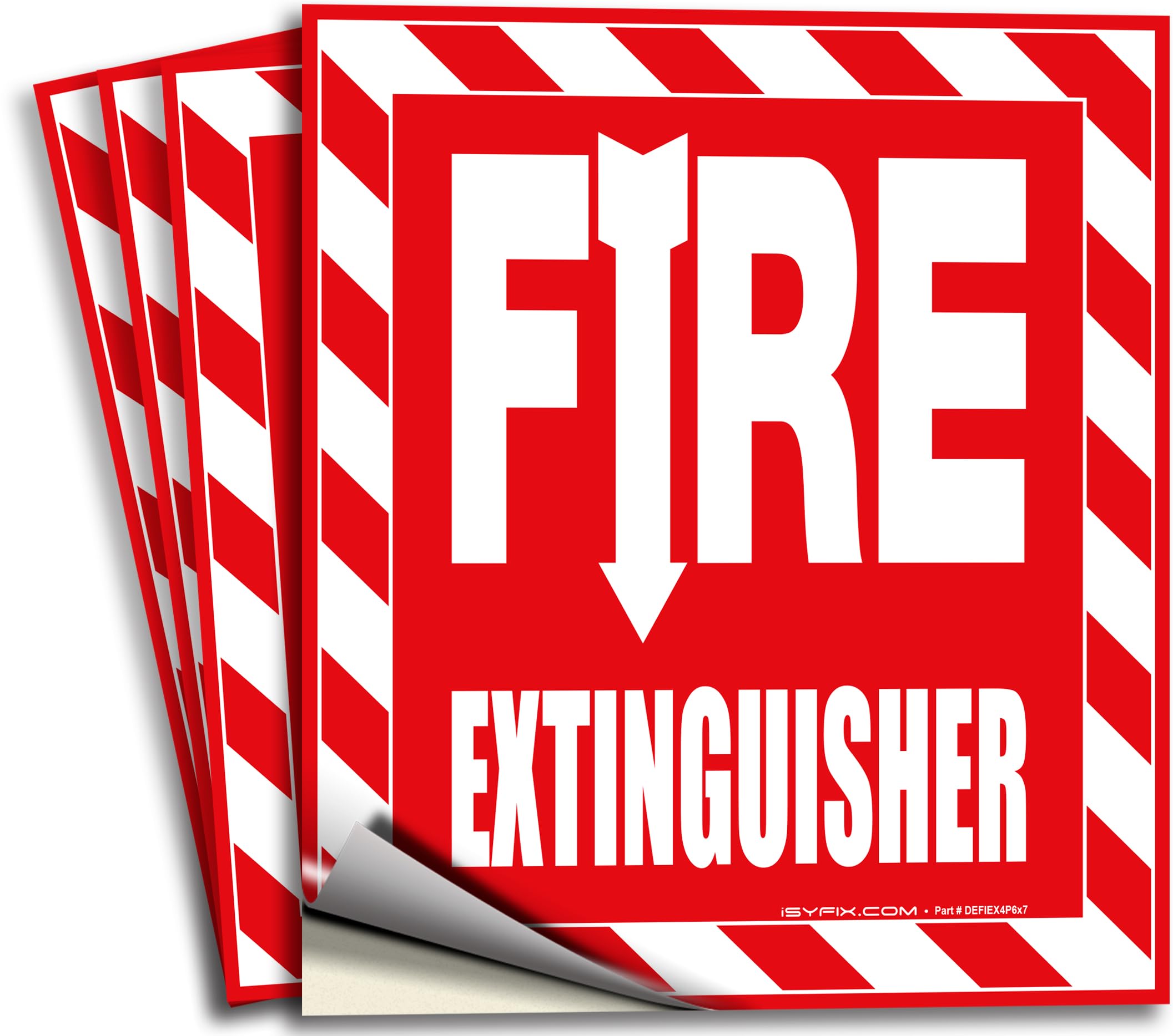 iSYFIX Fire Extinguisher Signs Stickers – 4 Pack 6x7 Inch – Premium Self-Adhesive Vinyl, Laminated for Ultimate UV, Weather, Scratch, Water and Fade Resistance, Indoor and Outdoor