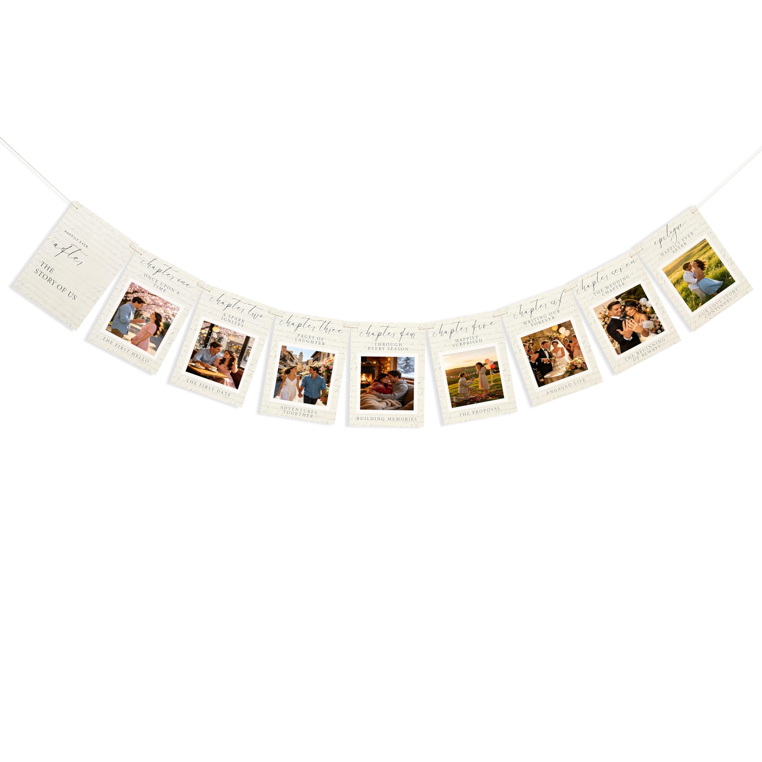 Storybook Bridal Shower Photo Banner - Book Reading Theme Wedding Photo Garland, A New Chapter Milestone Party Supplies, Photo Props Backdrop for Wedding Party,