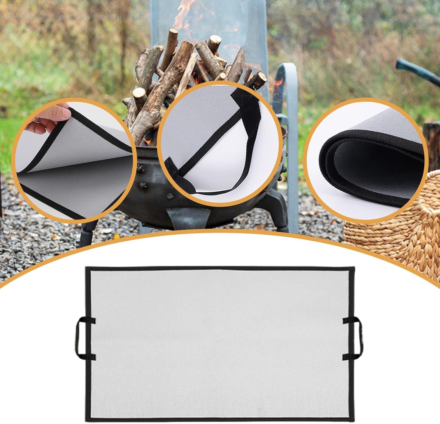 Fireproof Mat Flame Retardant Mat,Grill Pad Camping Fireproof Cloth for BBQ Outdoor Hot Tent Floor Camping Stoves, L