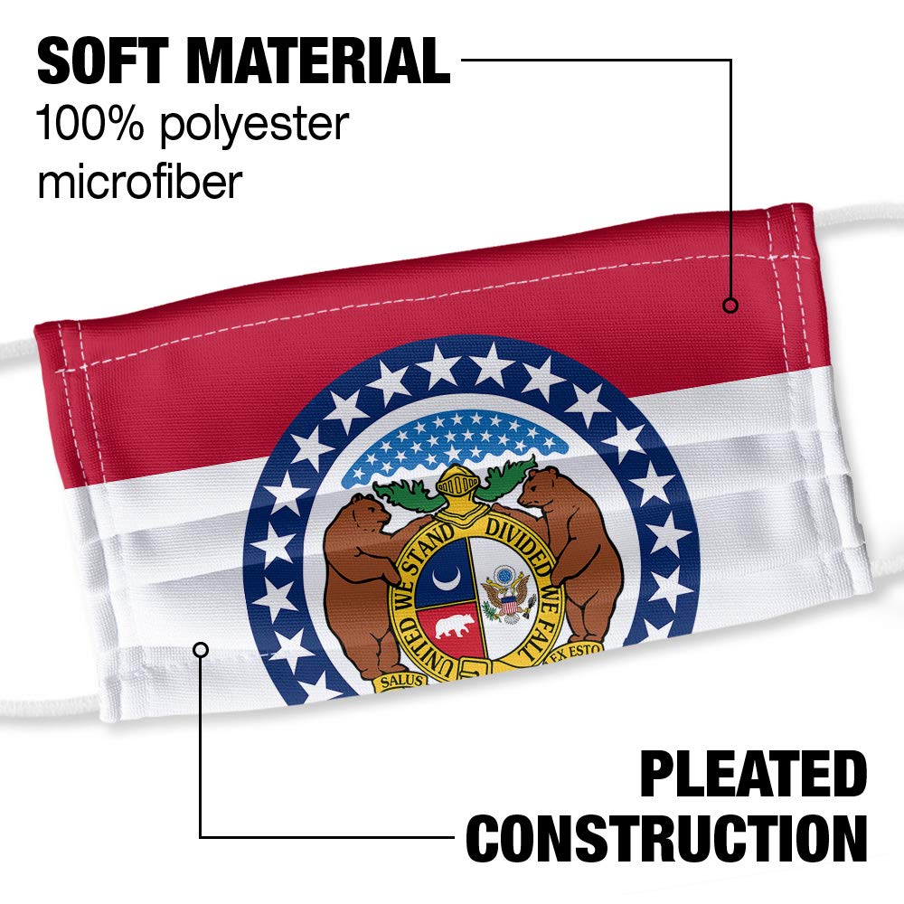 Popfunk Missouri Flag 1-Ply Reusable Face Mask Covering with Adjustable Nose Wire, Unisex