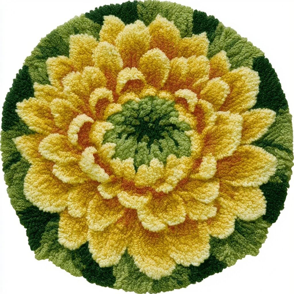 AMBATTERY Round Shape Latch Hook Kits for Adults,Chrysanthemum Flowers