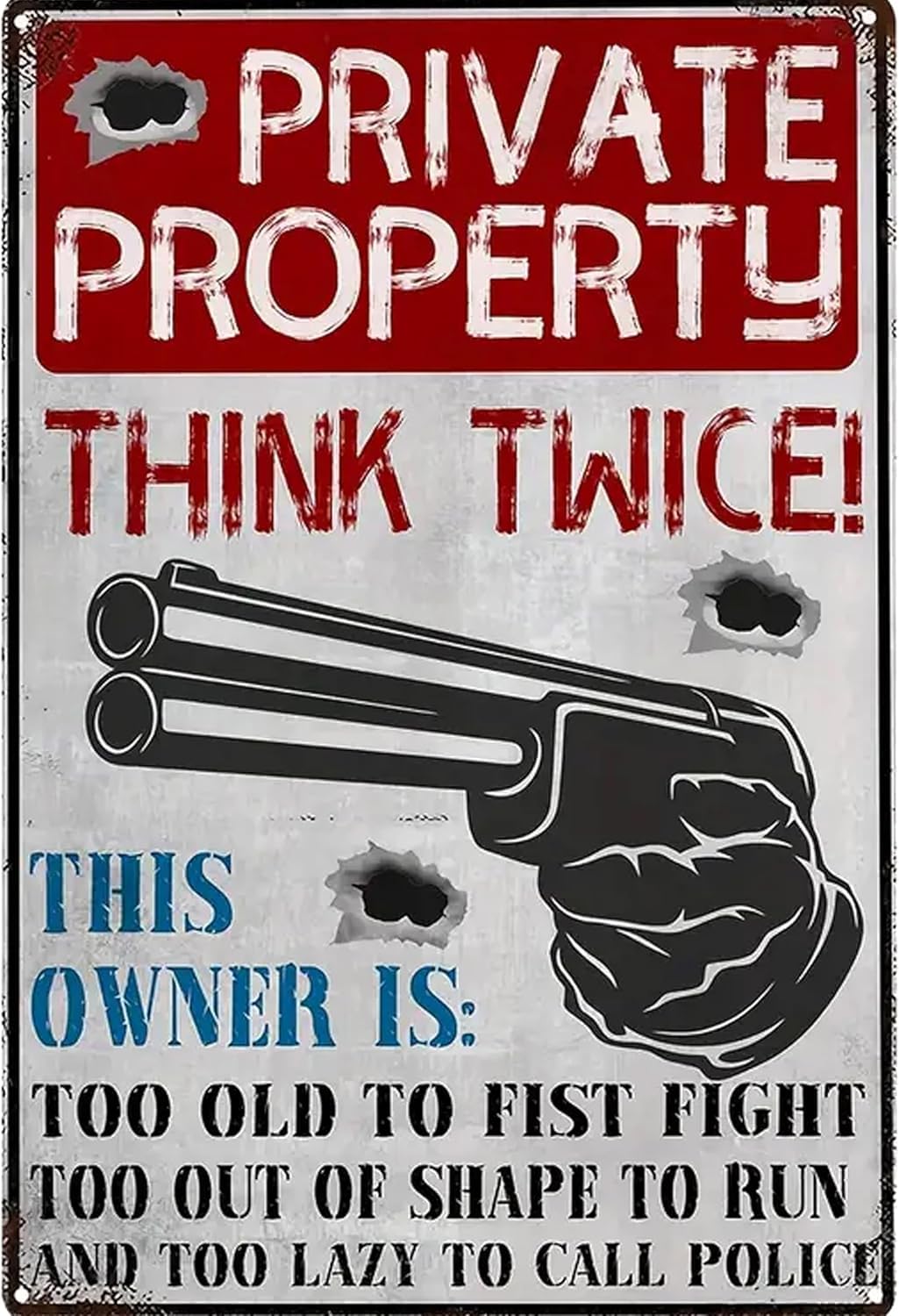 SMAZDFXX Private Property No Trespassing Sign Vintage Rustic Metal Plaque, Warning Sign for Home Shop Bar Cafe Garage Accessories Poster 8"x12"