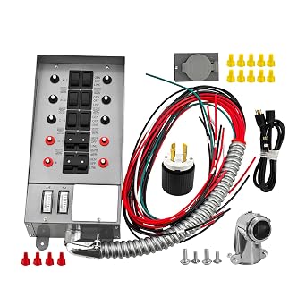 31410CRK 30 Amp 10-Circuit Generator Transfer Switch Kit fit for Pro/Tran | 7500 Watts transer switch Include Weatherproof Inlet Box,18 Feet Hose,watt Meters,for Residential & Commercial Use 120V