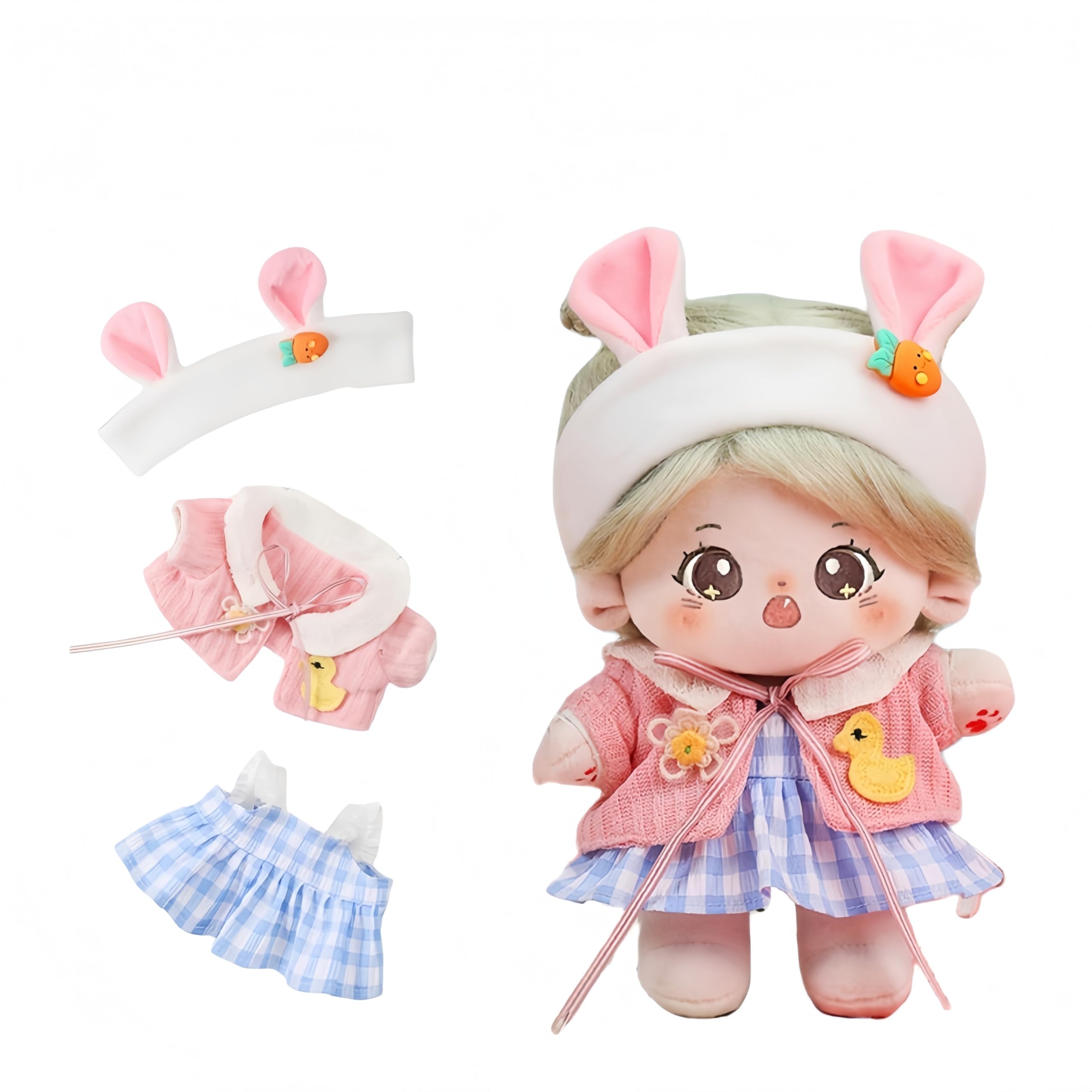 YHYQiFei 20cm Plush Doll Clothes Set 8 inch Cute Cotton Doll Clothing Many Styles Soft Stuffed Plush Dolls Dress Up (D)