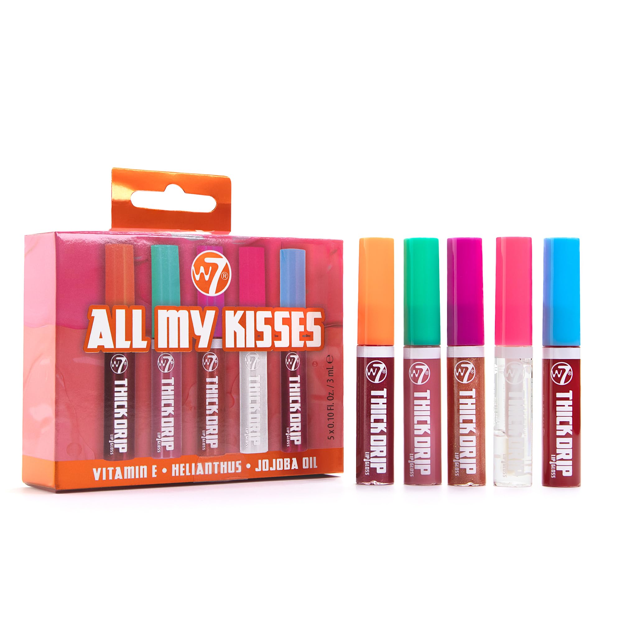 W7 All My Kisses Lip Gloss Set 5 Piece Thick Drip Collection - Hydrating Lip Care