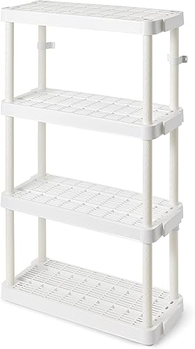 Miniatura 3 de Gracious Living Estantería de servicio mediano ventilada ajustable de 4 estantes de 14 x 32 x 54.5 pulgadas, sistema organizador para el hogar,