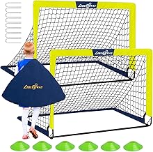 LIBERRWAY Soccer Goal 4'x 3' Portable Kids Soccer Goals for Backyard or Indoor Pop Up Soccer Net with 6 Training Cones, Carrying Bag, 8 Ground Stakes