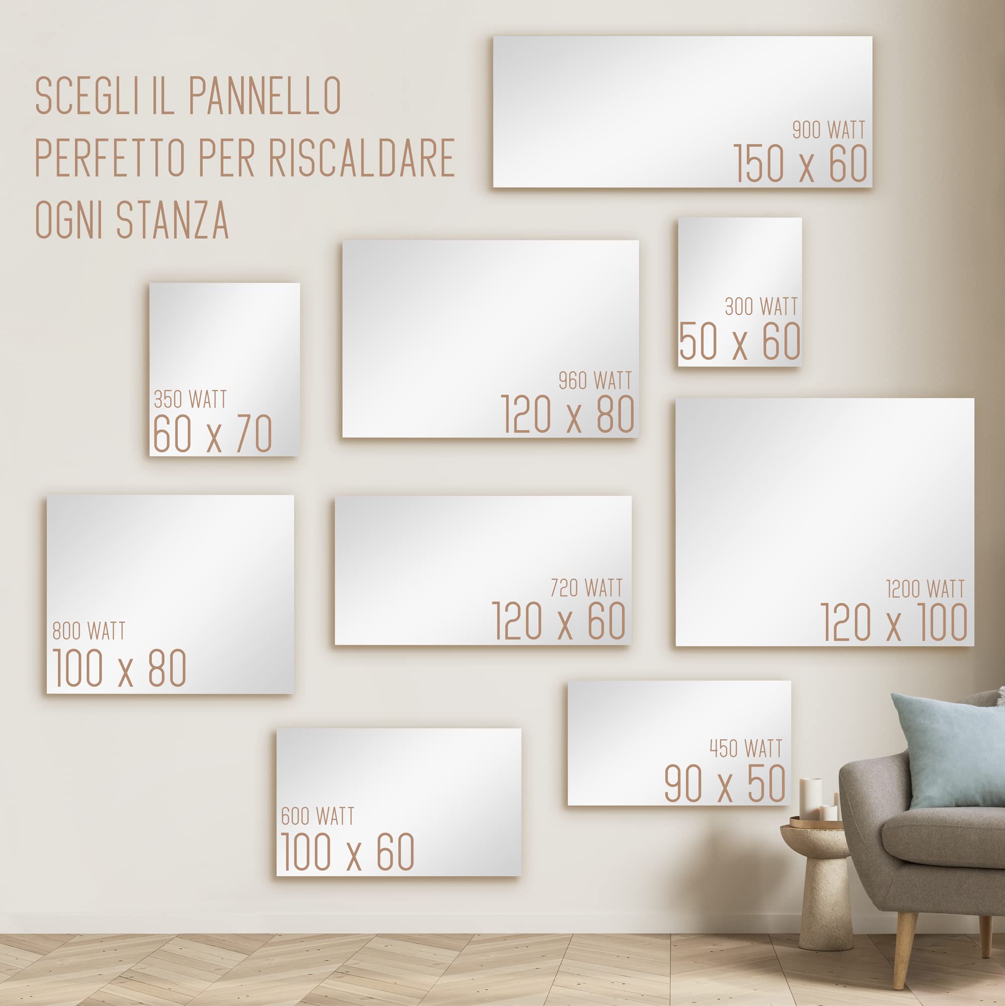 Infrarot-Strahlungspanel mit Karbon-Kristallen, 300 W, 50 x 60 cm, Thermischer Komfort, Geringer Verbrauch, Max. Effizienz, Spiegel, MIRRROR ECO PRO + Fernbedienung Thermostat