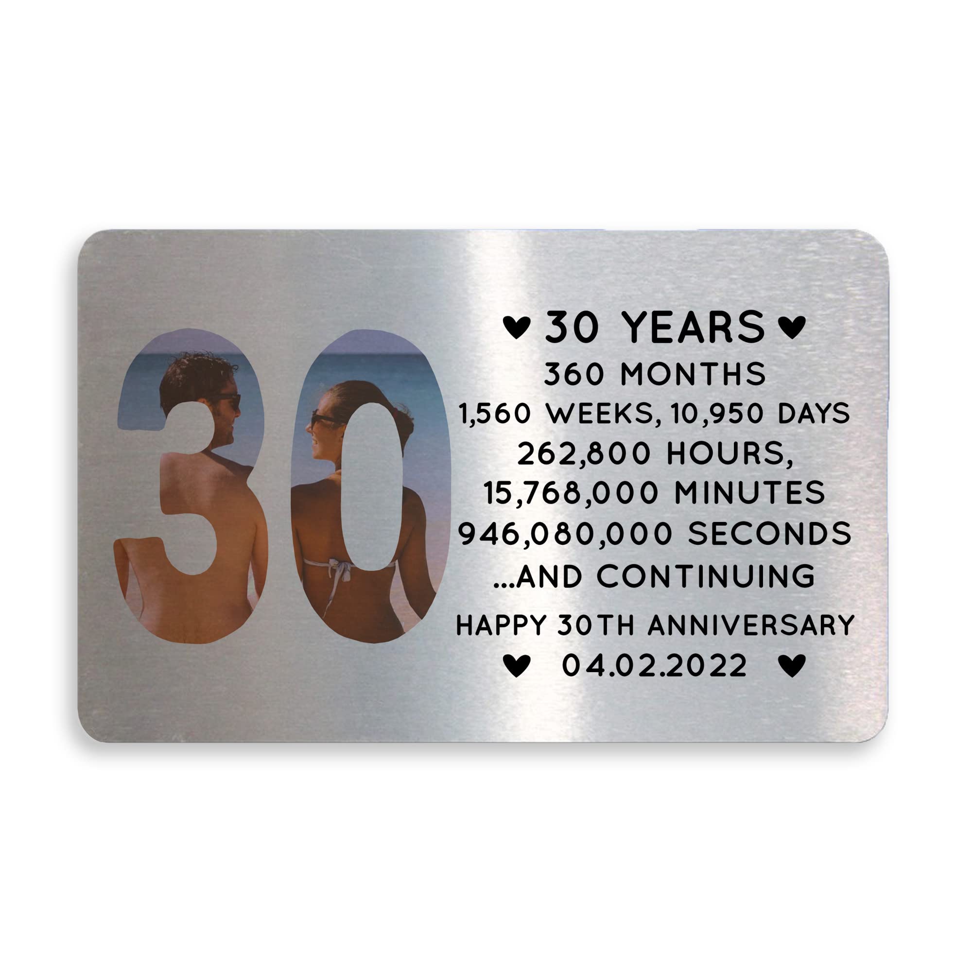 30th Anniversary Personalised Photo Card Husband Wife Him Her Keepsake Gift