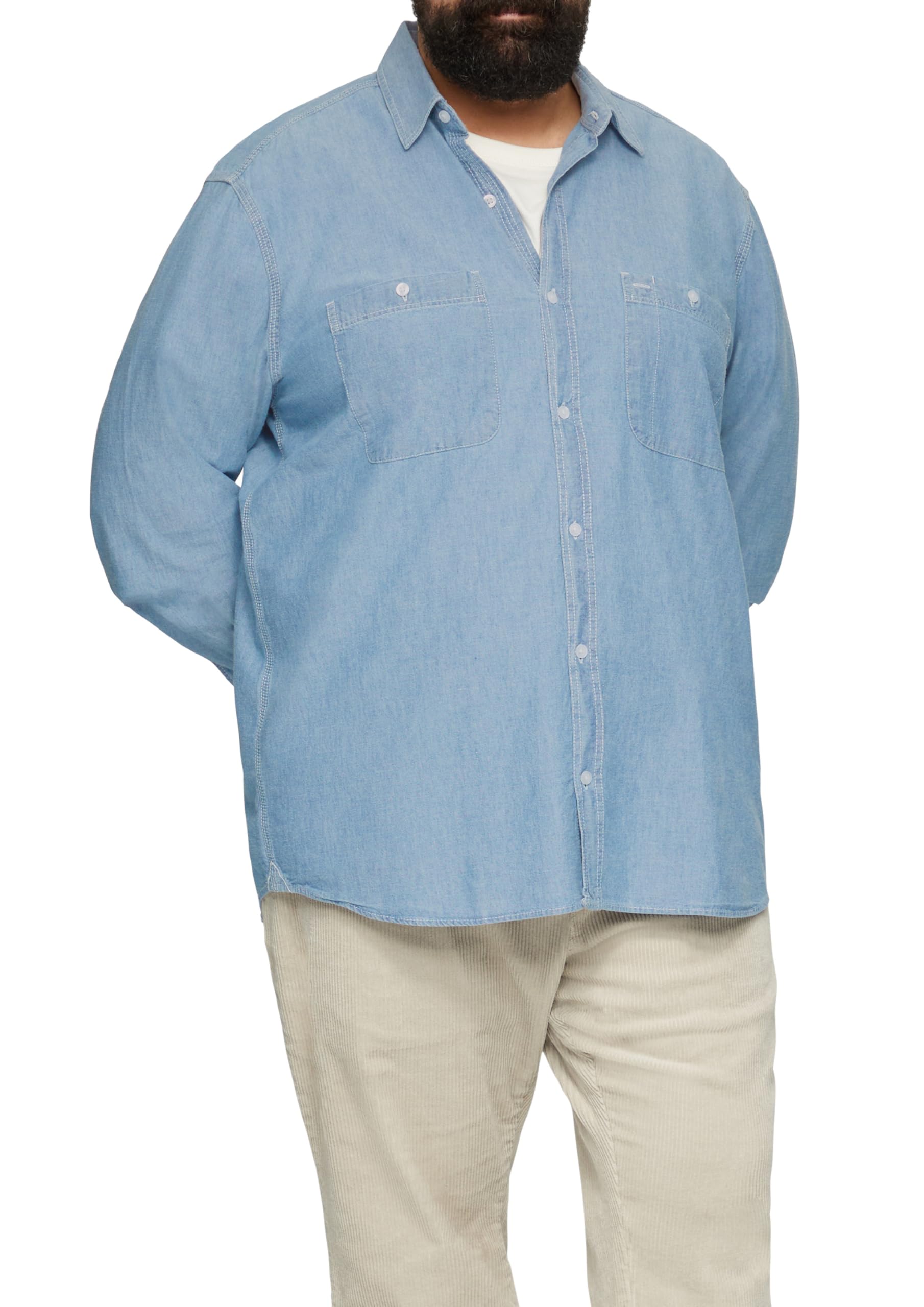 s.Oliver Herren Regular Fit: Baumwollhemd aus Chambray Hemd Langarm