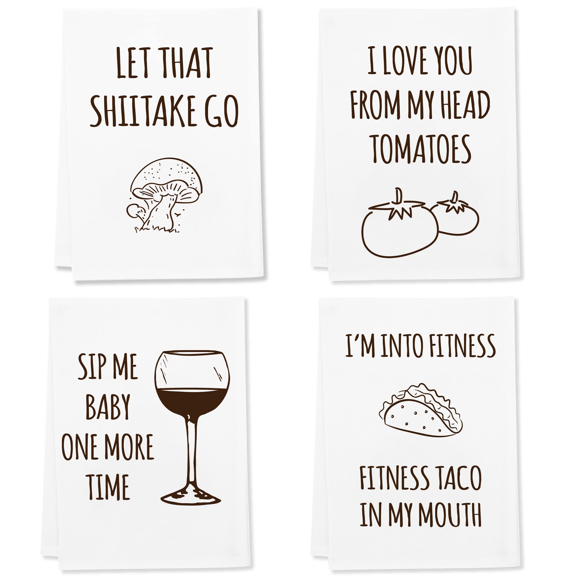 Funny Kitchen Towel Sets of 4, Sip Me Baby One More Time, Sweet Housewarming Gift for Mom, Flour Sack Dish Towels (4pcs Towels)