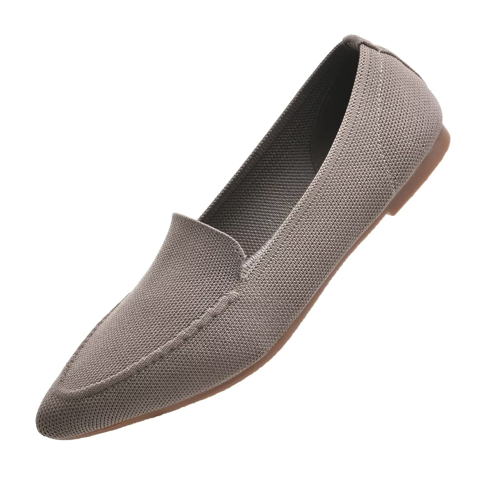 Puxowe Damen Ballerina Spitze Zehe Flache Schuhe Komfort Stricken Kleid Schuhe Niedriger Keil Slip On Walking Fahrende Schuhe für Frauen
