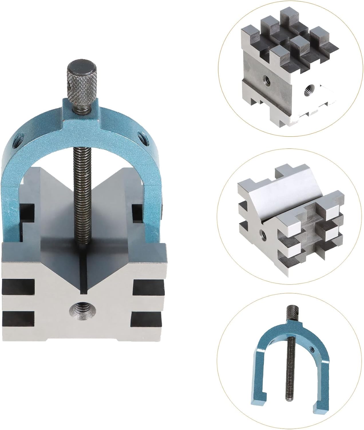kimllier 4Pcs V-Block 2-3/8 x 2-3/4 x 2 Inch Multi-Use V Blocks Gauge Gage and Clamp Tool with Box