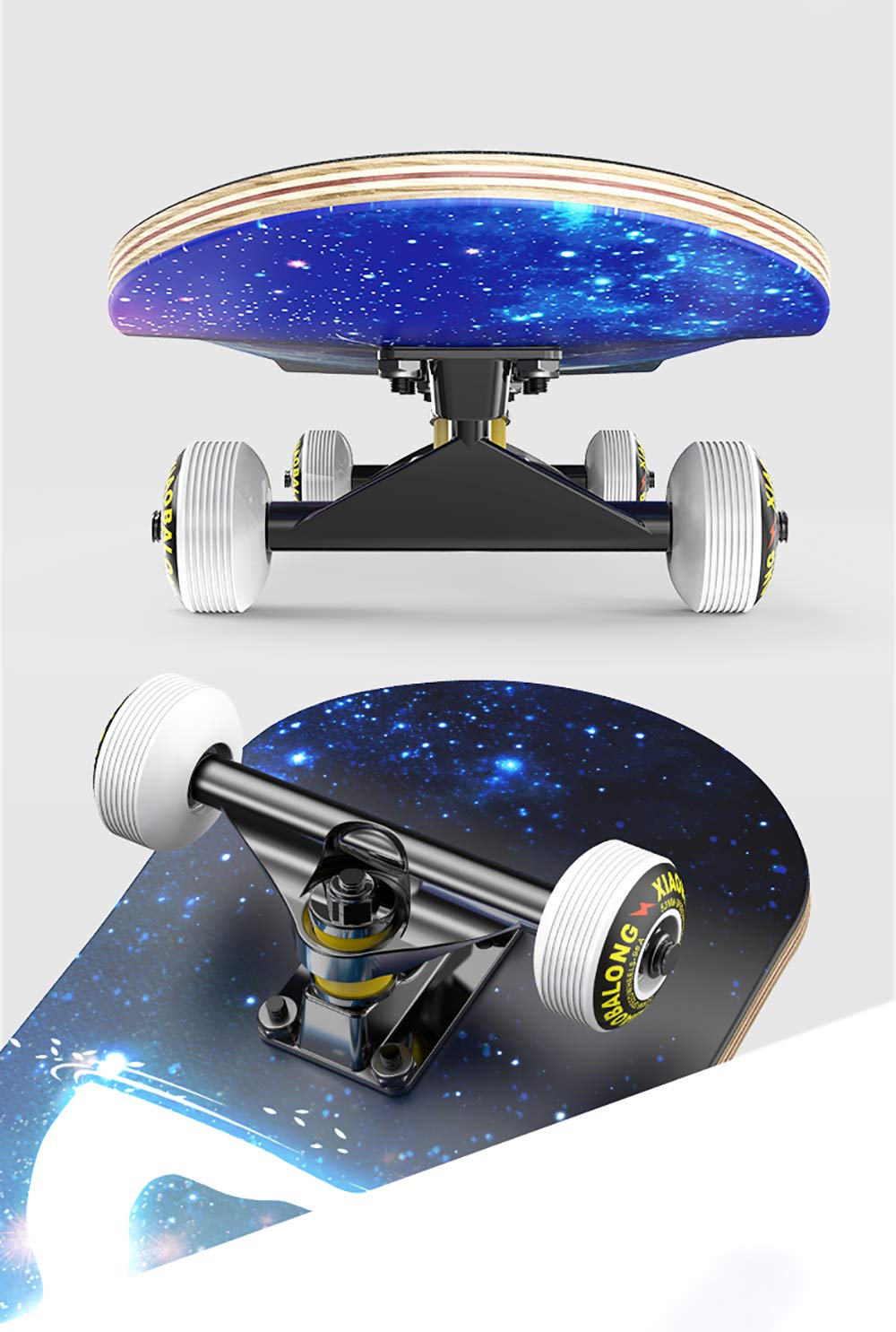 Skateboard Completo, 30 * 8in 9Capas Maple Wood Tabla de Skate Retro, PU Alta Velocidad Rueda +ABEC-11Rodamientos, para Principiantes y Profesionales