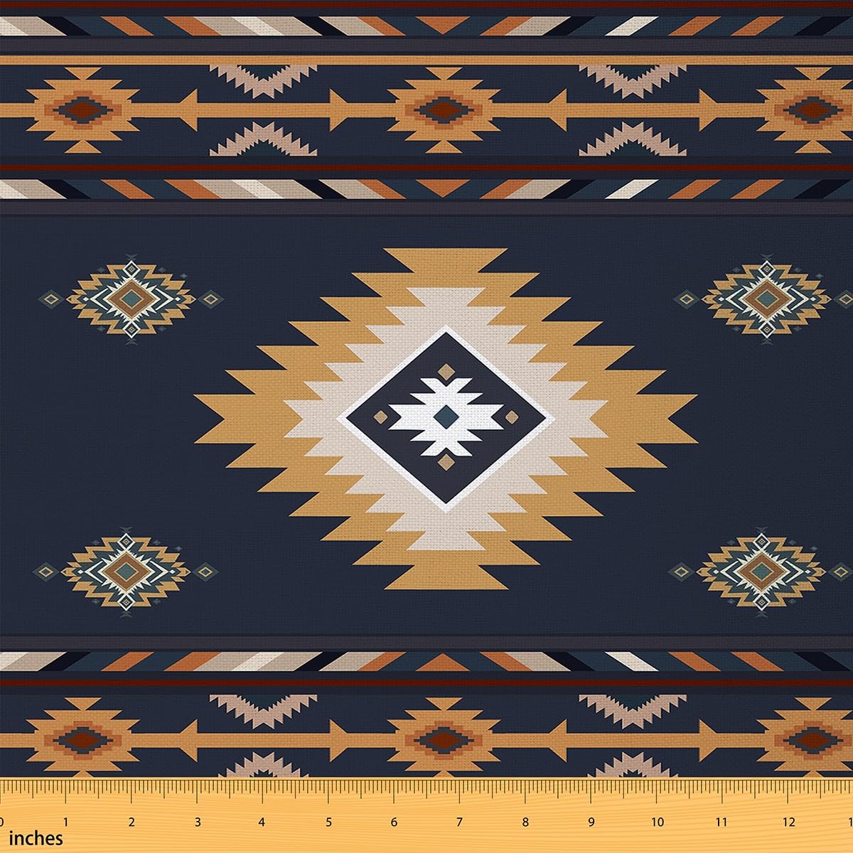 Tissu Vintage Tribal Imprimé Aztèque - Polyester, Style Boho Sud-ouest, USA