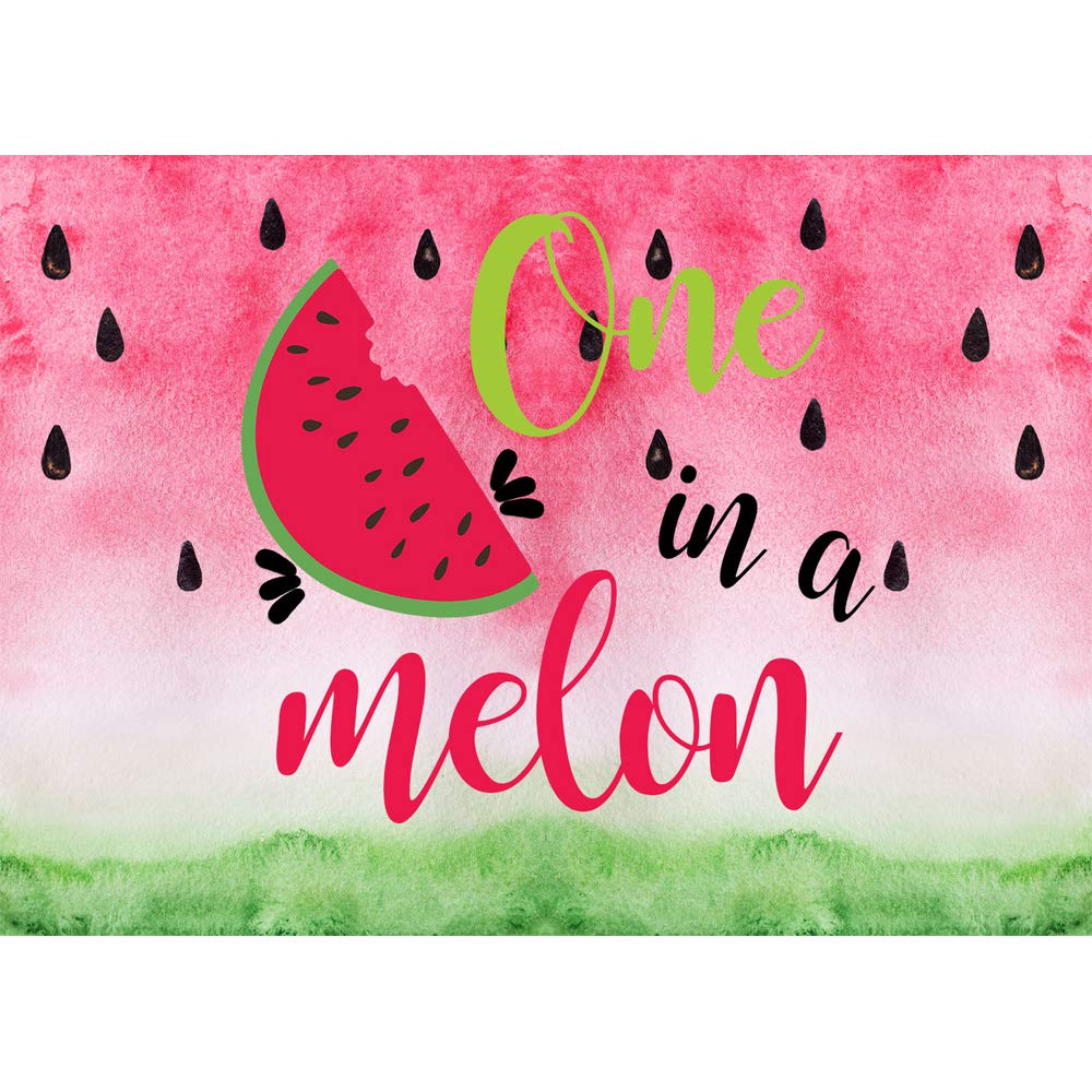 Watermelon Backdrop 7x5ft One in a Melon Themed Background Happy 1st Birthday Vinyl Watermelon Baby Shower Backdrops for Kids