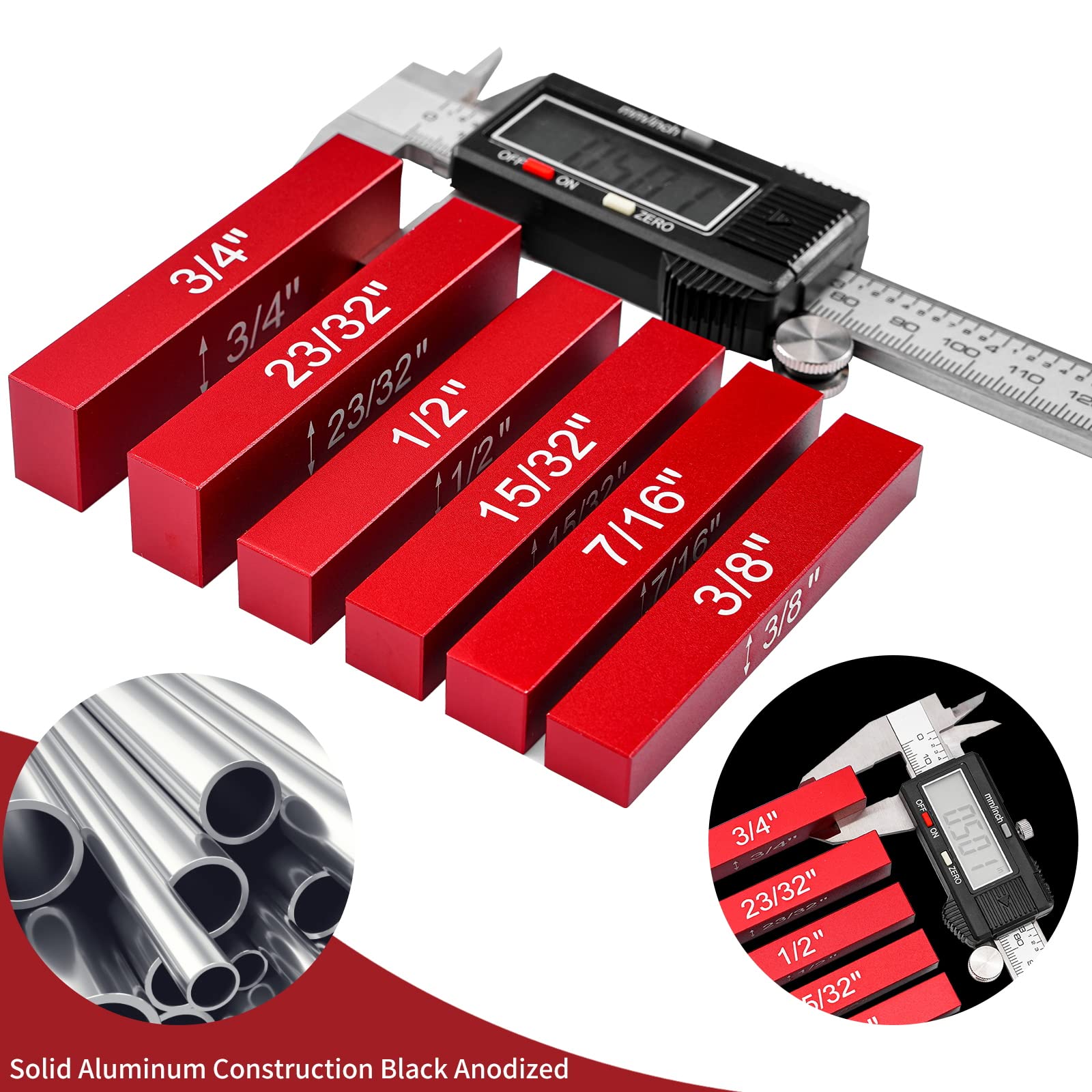 15-Piece Aluminum Setup Blocks Height Gauge Set - Precision Woodworking Tools For Router & Table Saw - View #4