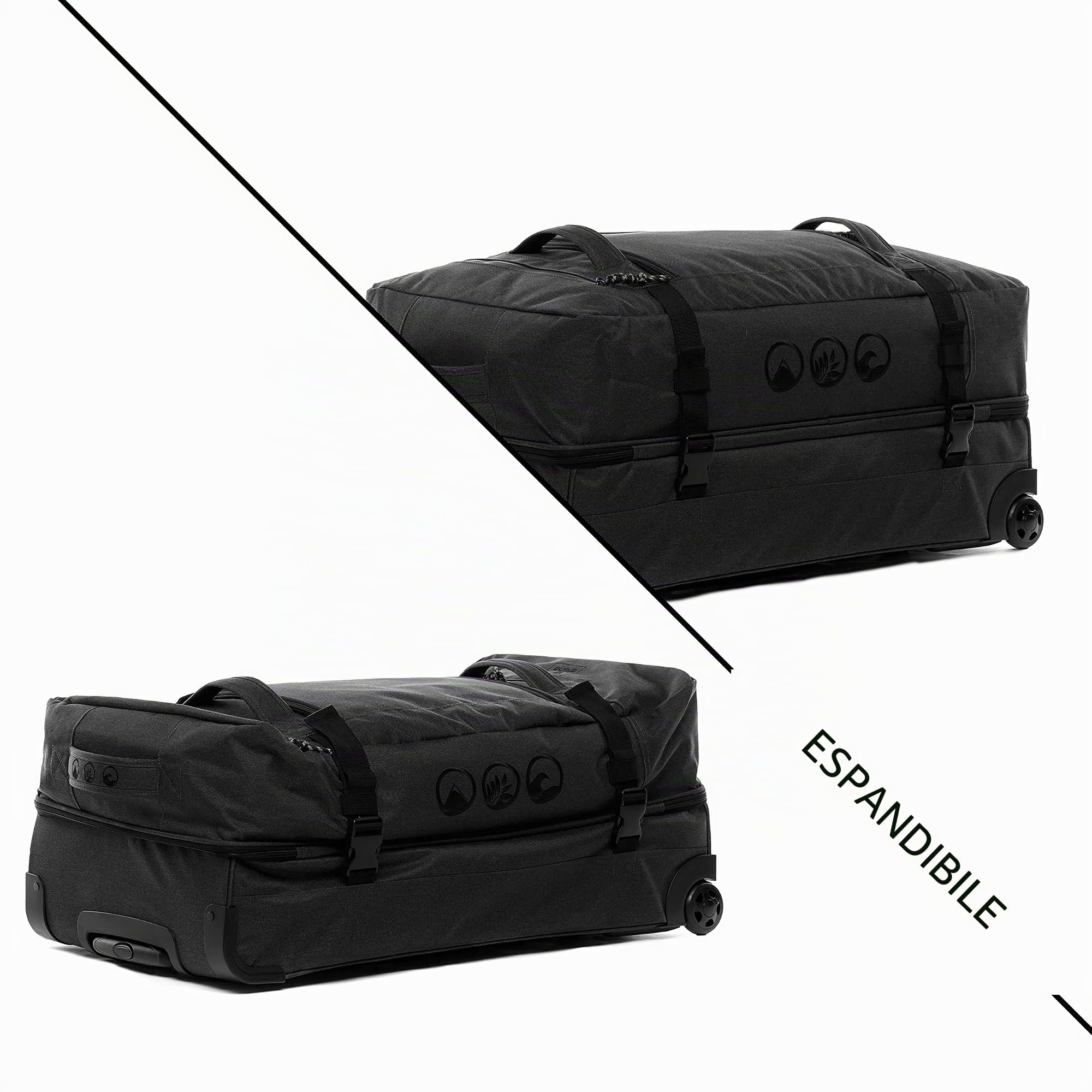 Borsa da viaggio sostenibile PET riciclato KANE │ valigia sportiva trolley da viaggio uomo donna, da PET riciclato │ bagaglio resistente con 2 ruote XL-120l fatto a mano