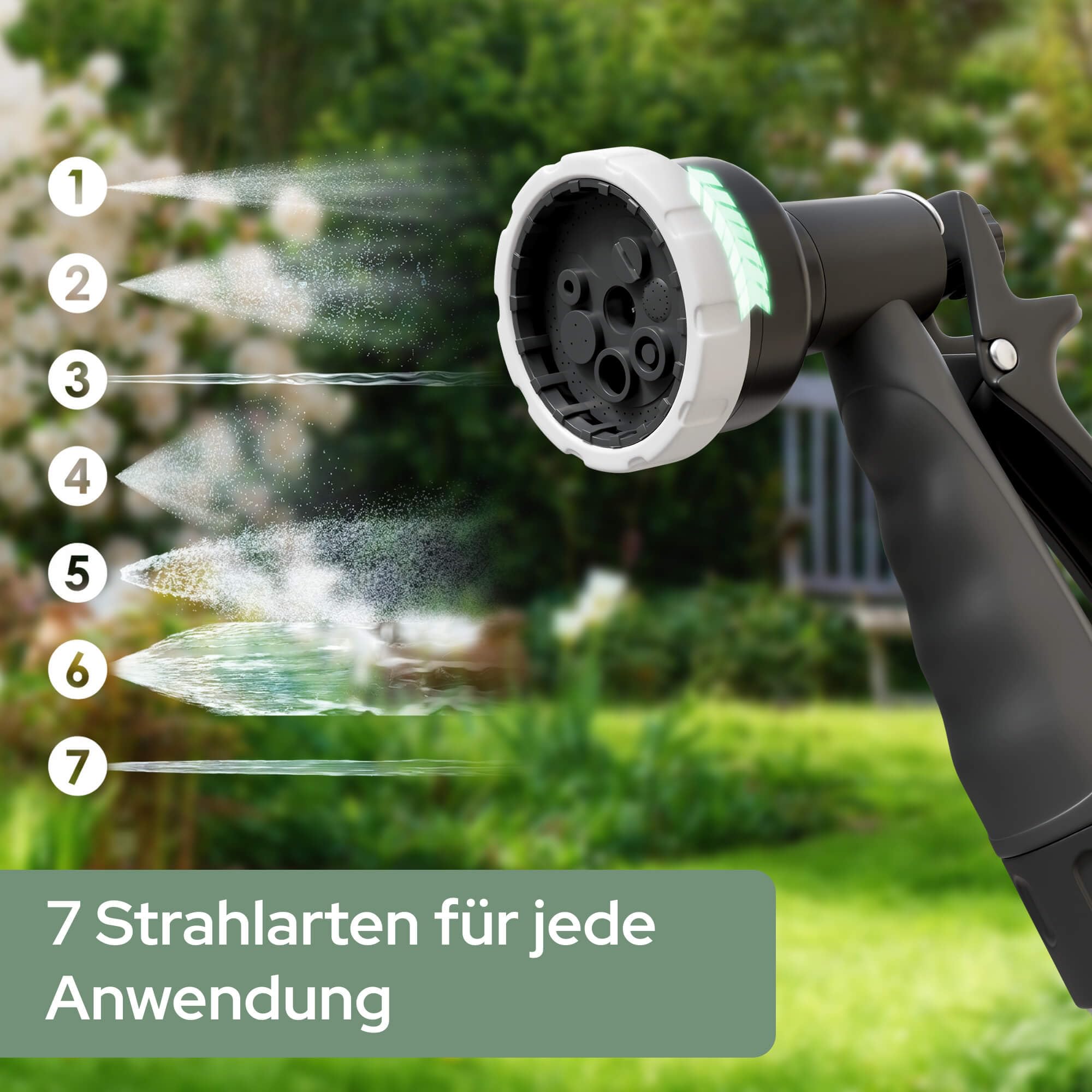 Arebos Schlauchtrommel Schlauchrolle Gartenschlauchaufroller 35 m | Wandschlauchbox automatisch | Wandmontage 180° schwenkbar | Stop-Funktion | Handbrause 7 Sprühfunktionen | Mehrschicht-Schlauch