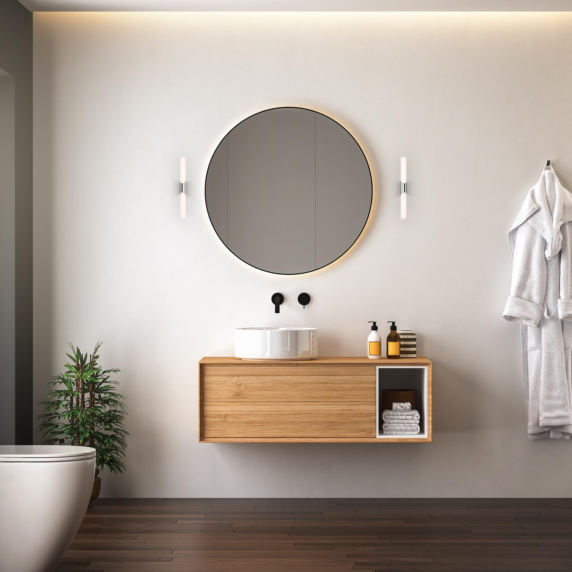 BRILONER Aplique LED para baño, lámpara de baño IP44, 6,5 vatios, 700 lúmenes, 4000 Kelvin, cromo-blanco, 320x65x68 mm (LxWxH)