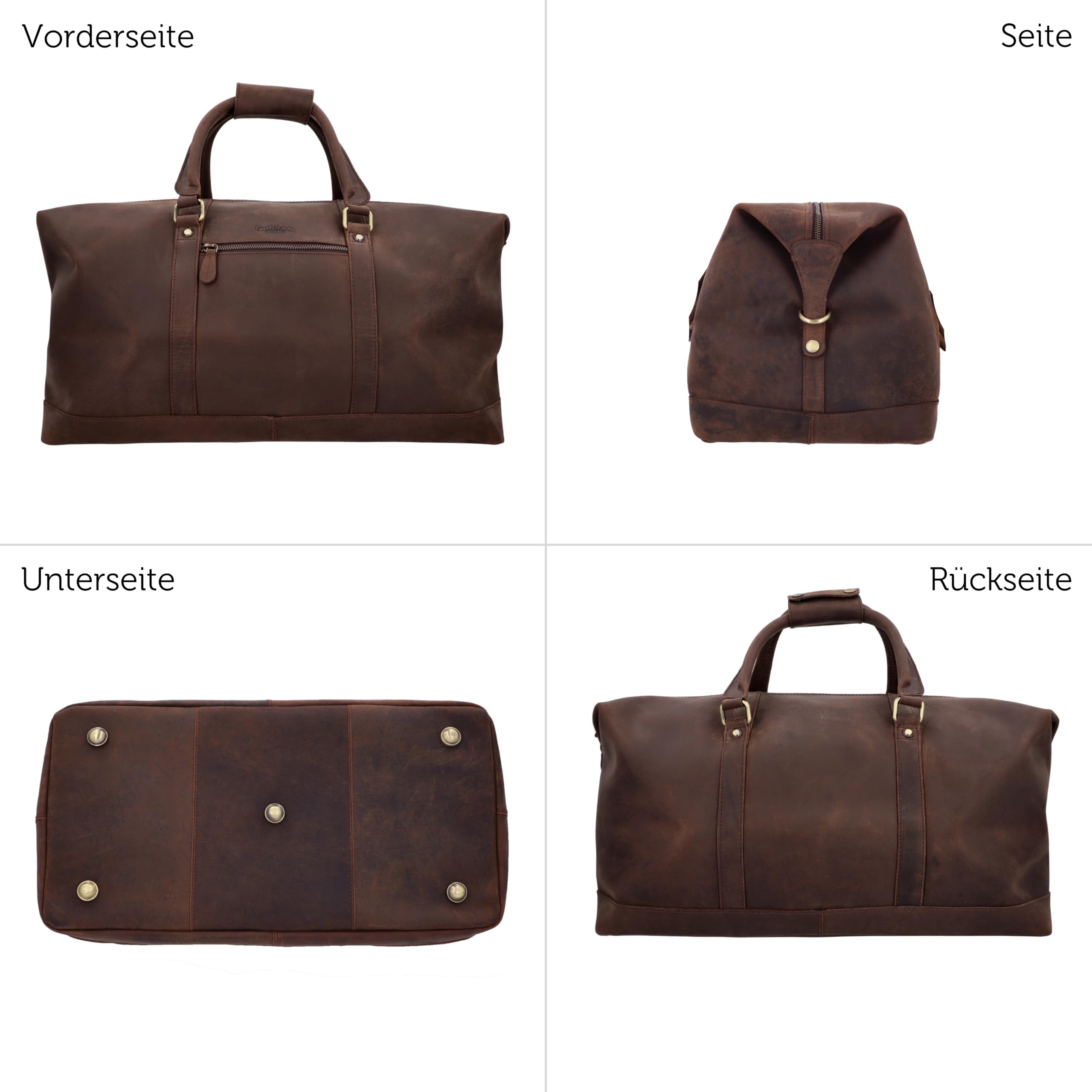 Gusti Leder Weekender Herren Ruben - Reisetasche Herren aus Echtleder in Braun - 36 L Vintage Sporttasche für Kurztrips & Wochenendausflüge