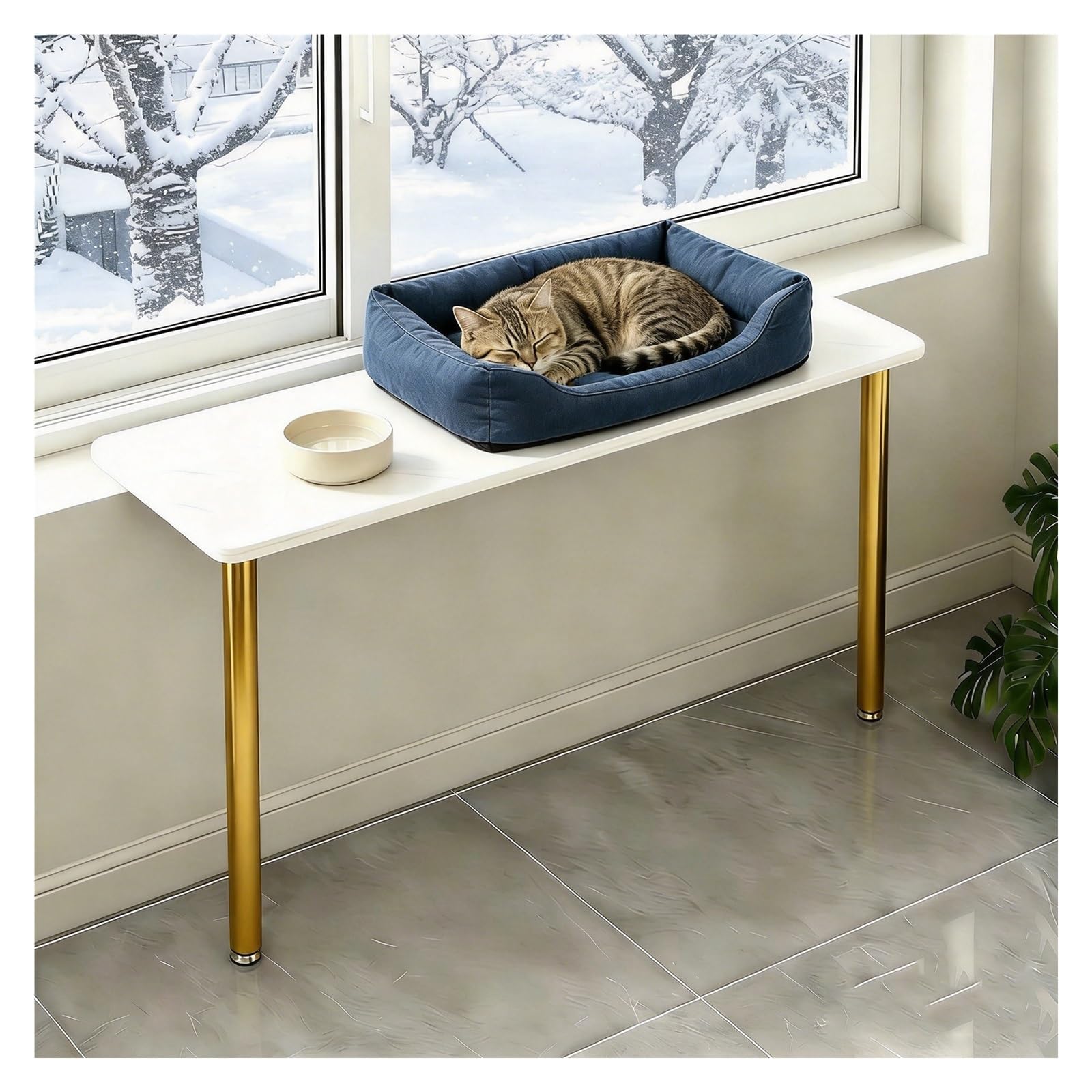 CHZDPP Window Shelf Extender with Adjust Support Stand, Multi-Purpose Countertop Extension Board, Windowsill Extension for Pet Bed/Appliances(Gold,47.2"x12"/120x30cm)