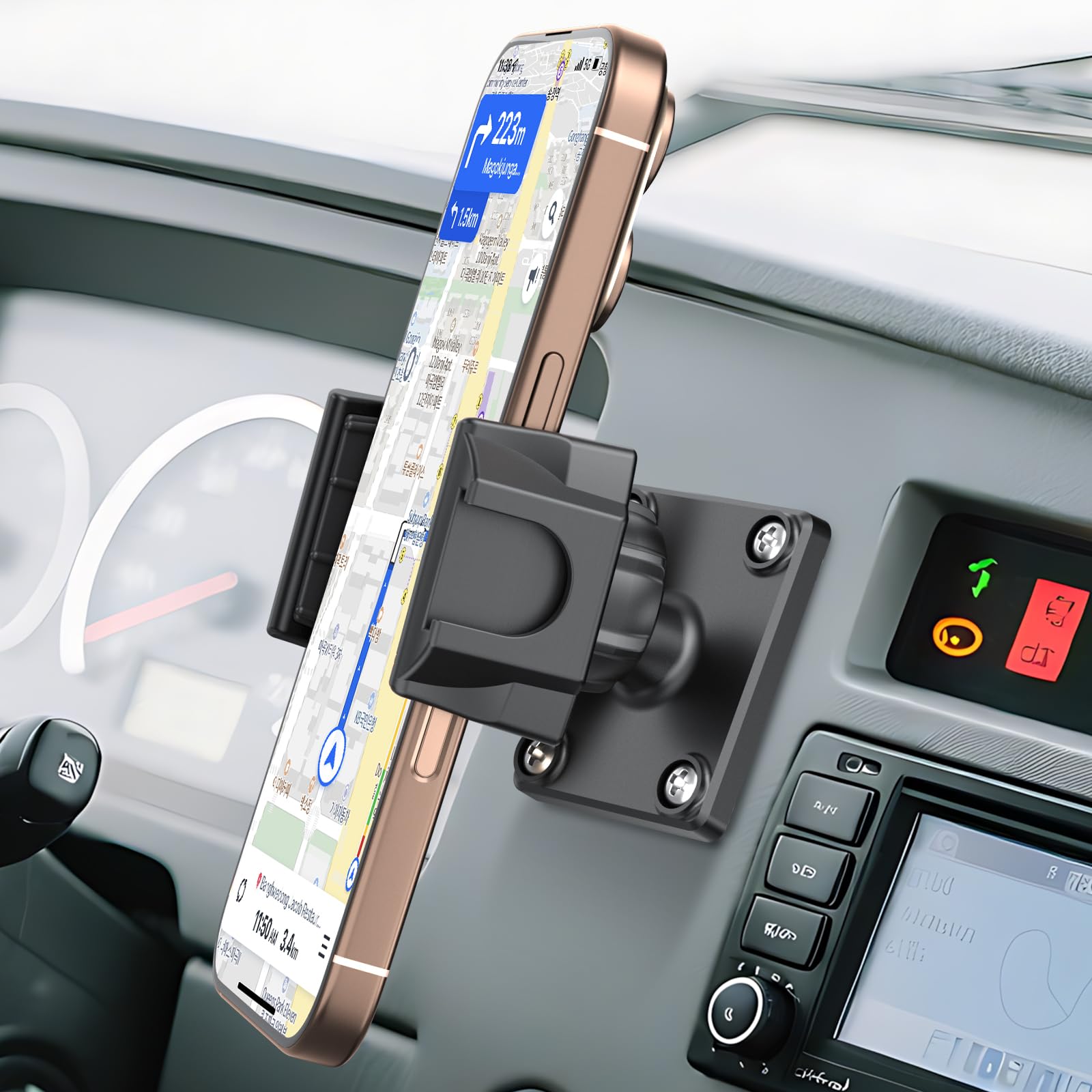 MAGJIEYX Car Phone Holder for Truck/Wall/Boat，Drill-Base Mount for Van/Dashboard Durable Stand Compatible with 4.7"-6.9" iPhone/HTC/LG/Nexus/Samsung/