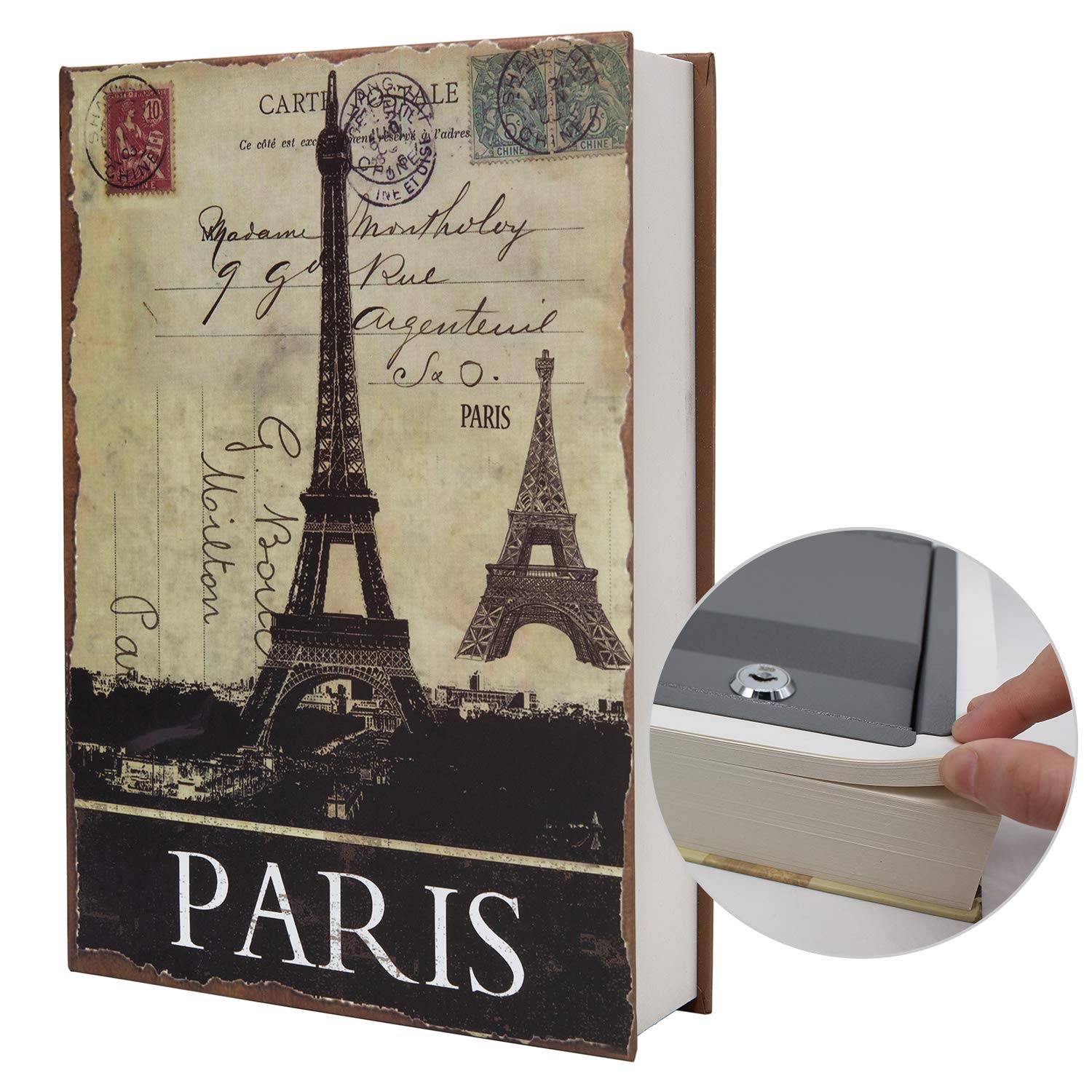 Pacolo Paris Genuine Paper Transfer Book Safe For Jewellery, And Hollow With Hidden Compartment, Key And Combination Lock (Keys, )