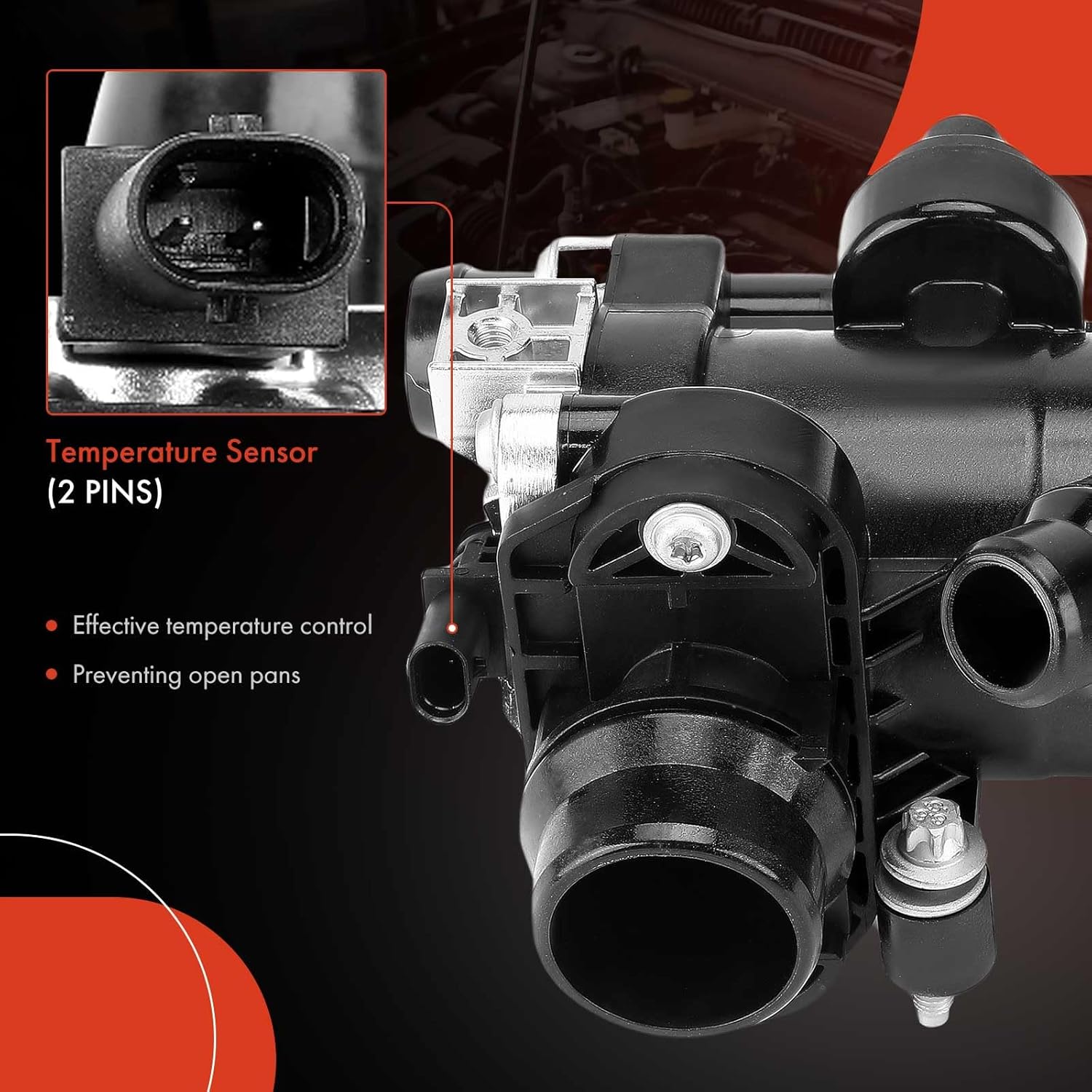 A-Premium Engine Coolant Thermostat Housing Assembly with Sensor Compatible with Mercedes-Benz C300 2019-2023, E350 GLC300 GLE350 2020-2023, 2.0L