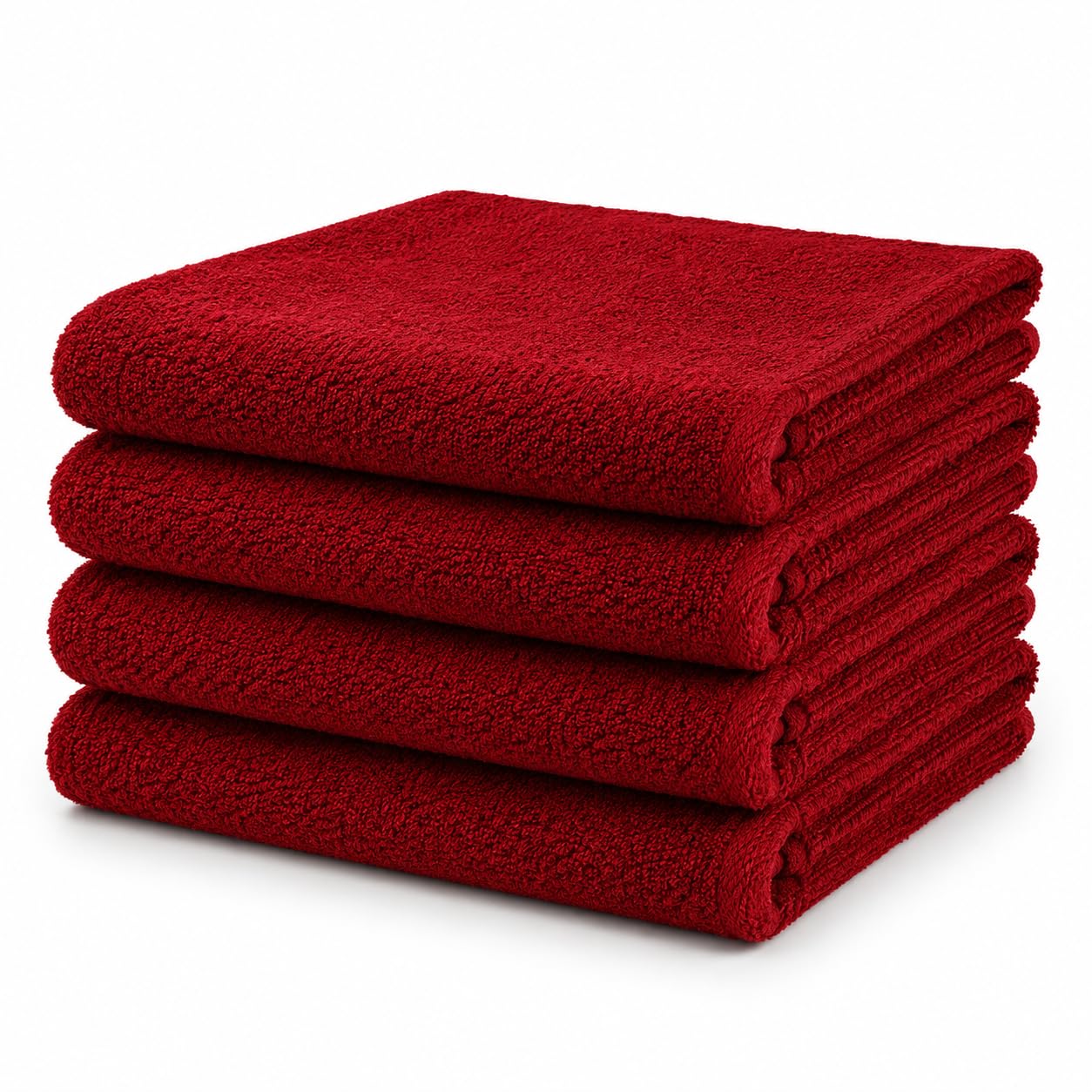 Large Egyptian Red Hand Towel Set For Bathroom - 100% Cotton - Pack of 4