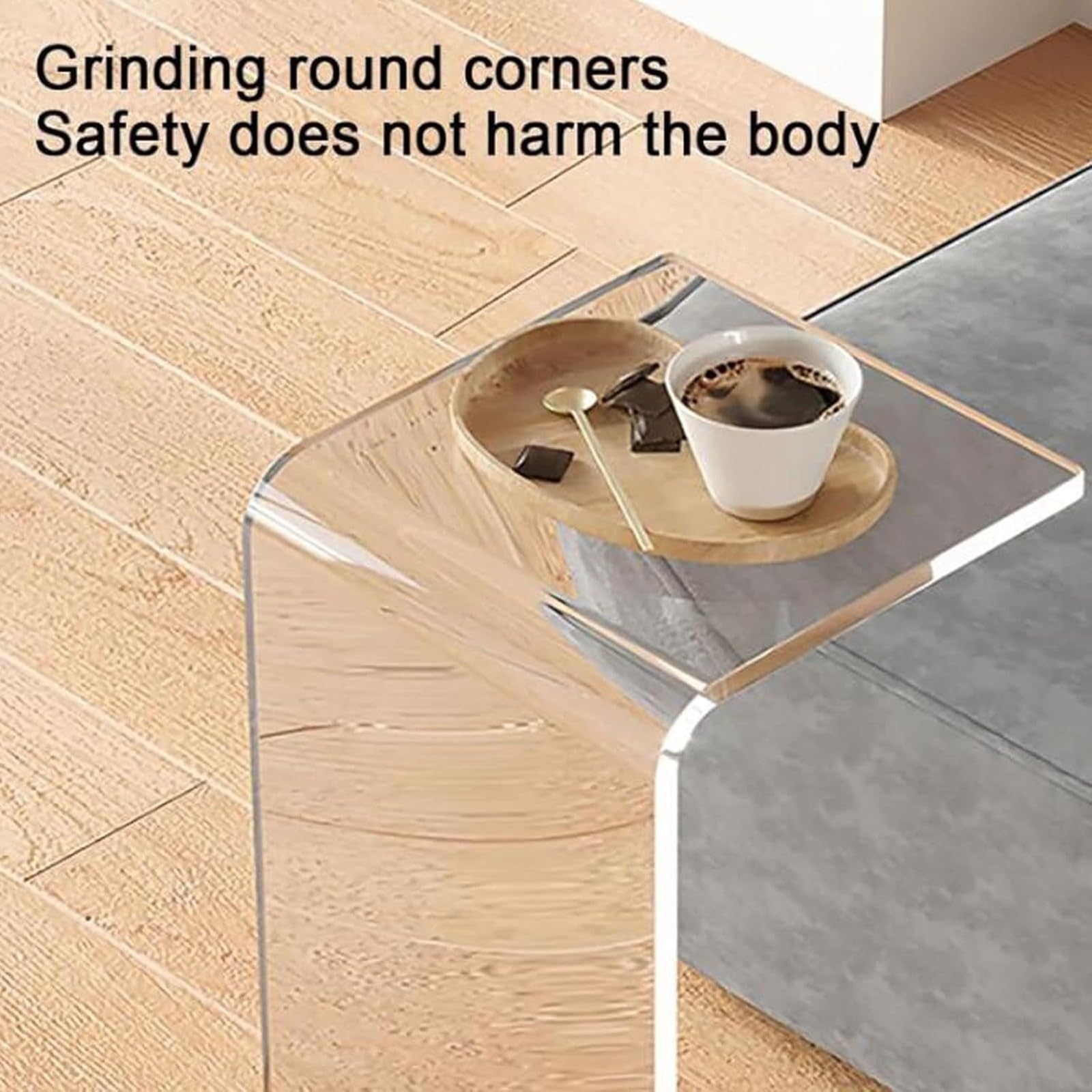 Table d'appoint en Acrylique, Petite Table Ronde sur Pied, Transparente, Style Moderne (D/30x30x60cm)