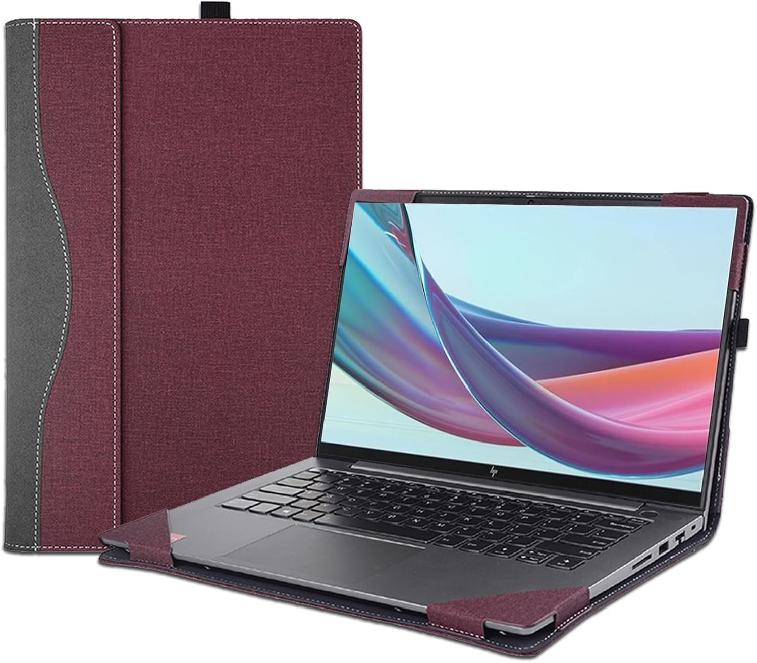 Laptop Case Cover for 14 inch HP Elitebook 645 G9 G10 & HP EliteBook 640 G9 G10 Sleeve,PU Leather Notebook PC Sleeve Protective Bag Accessory (Wine red)