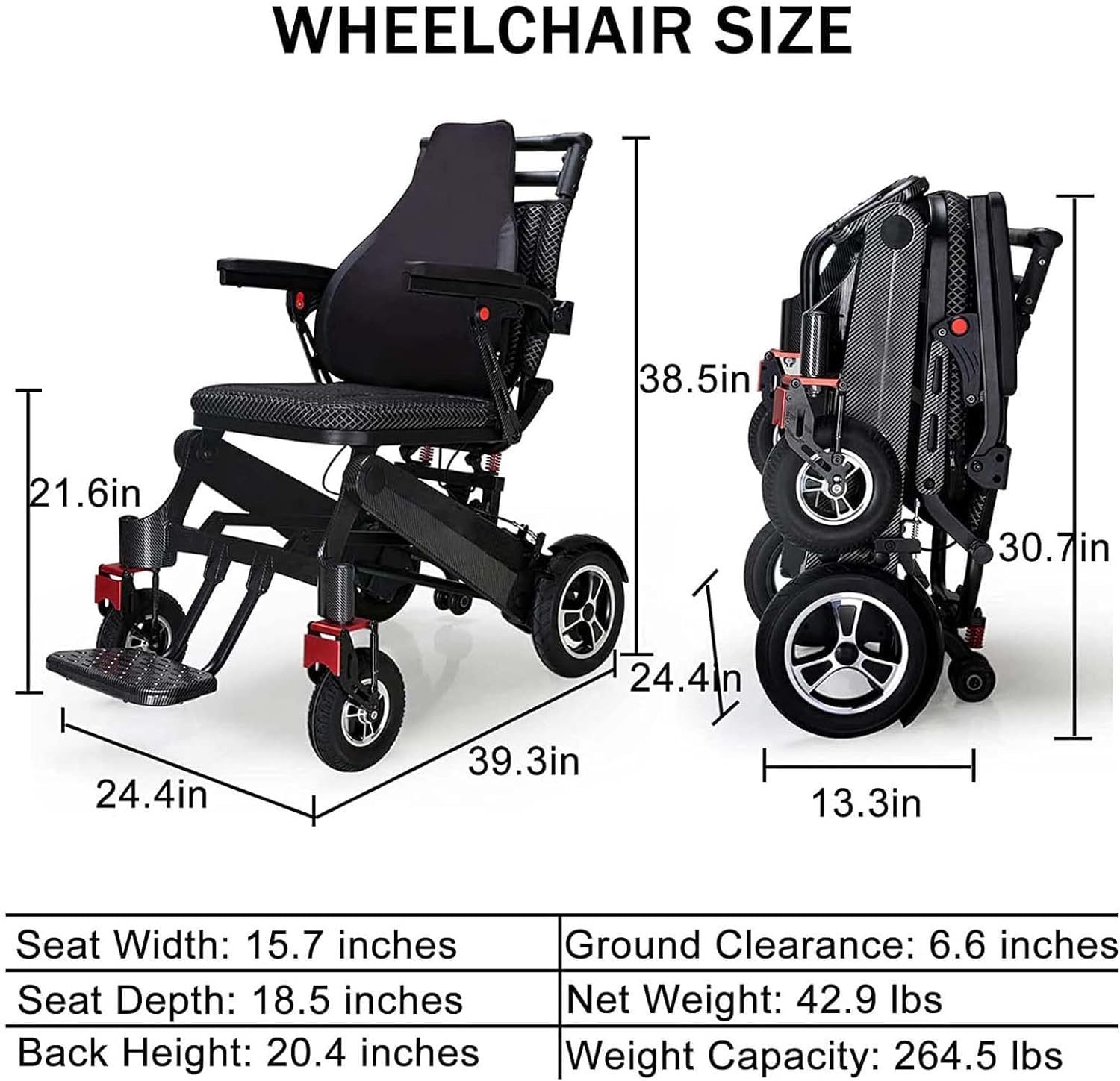 sedia a rotelle Carrello per sedia a rotelle da viaggio pieghevole con freno a mano e bracciolo ribaltabile in lega di magnesio sedia rotelle
