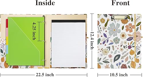Miniatura 9 de Hiwhy Portapapeles con almacenamiento, carpeta de 3 anillos de 1 pulgada para tamaño carta de 8.5 x 11 pulgadas, bonita carpeta de portapapeles con