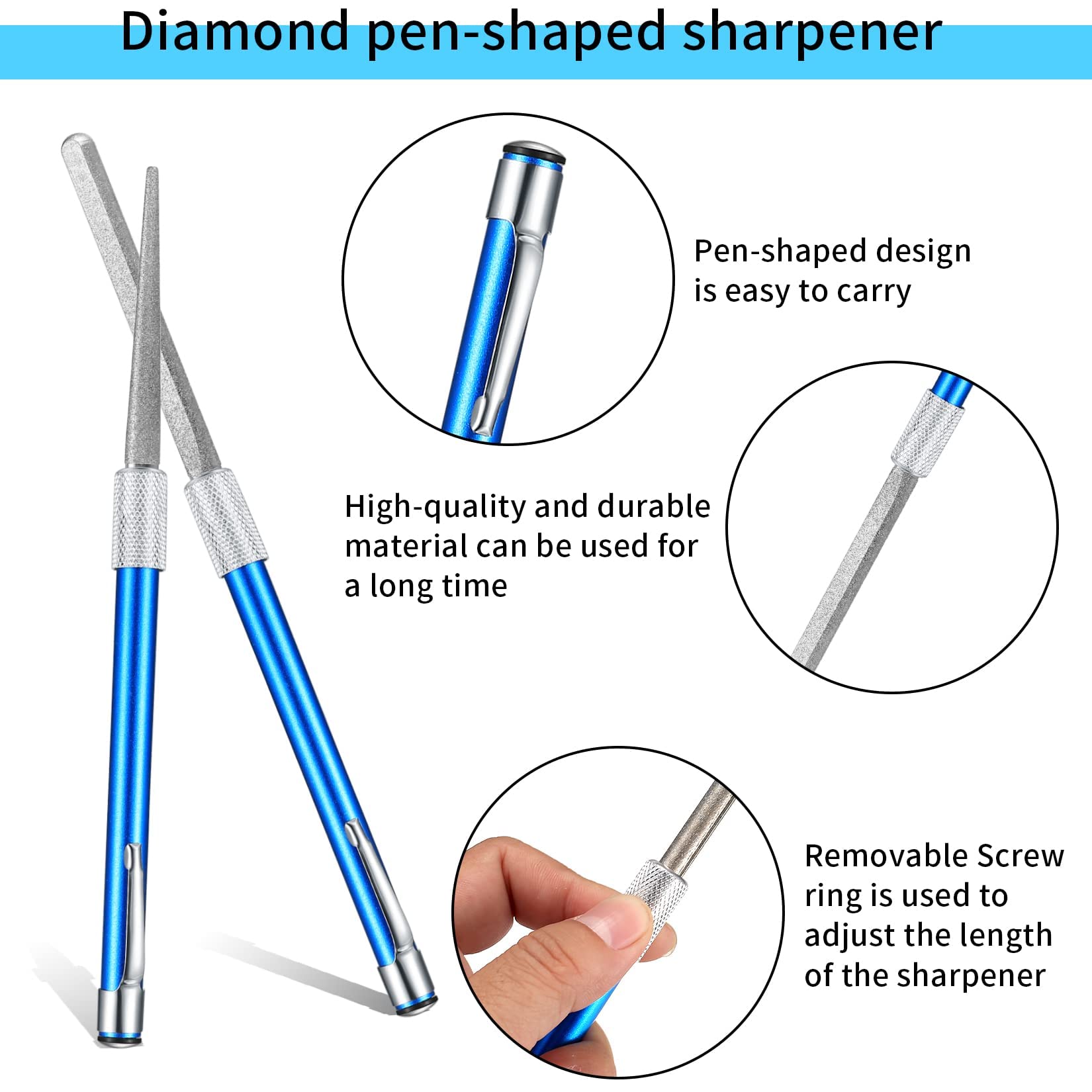 Penna per Affilare, Pietra per Affilare Diamanti Penna, Portatile Diamante per Affilare Coltelli, Penna Diamante Affilacoltelli per Cucina da Caccia Esterna