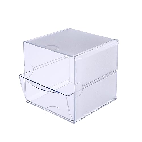 Deflecto Organizador de cubos apilables, organizador de escritorio y manualidades, 1 cajón, transparente, cajón extraíble, 6 pulgadas de ancho x 6