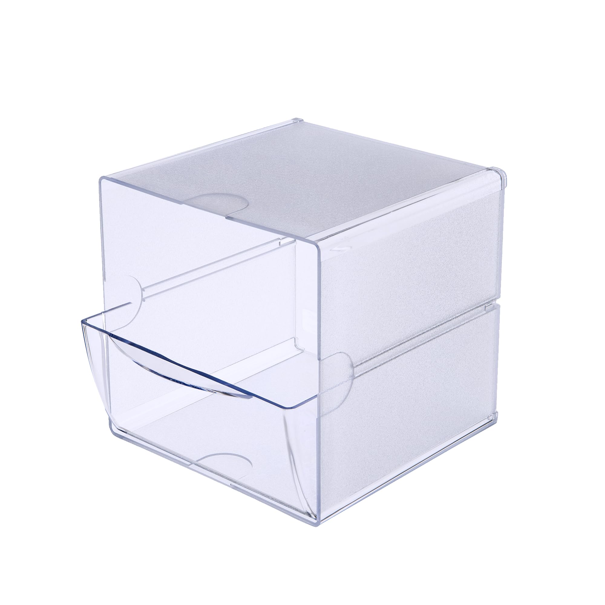 Deflecto Stackable Cube Organizer, Desk and Craft Organizer, 1 Drawer, Clear, Removable Drawer, 6"W x 6"H x 7"D (350801)