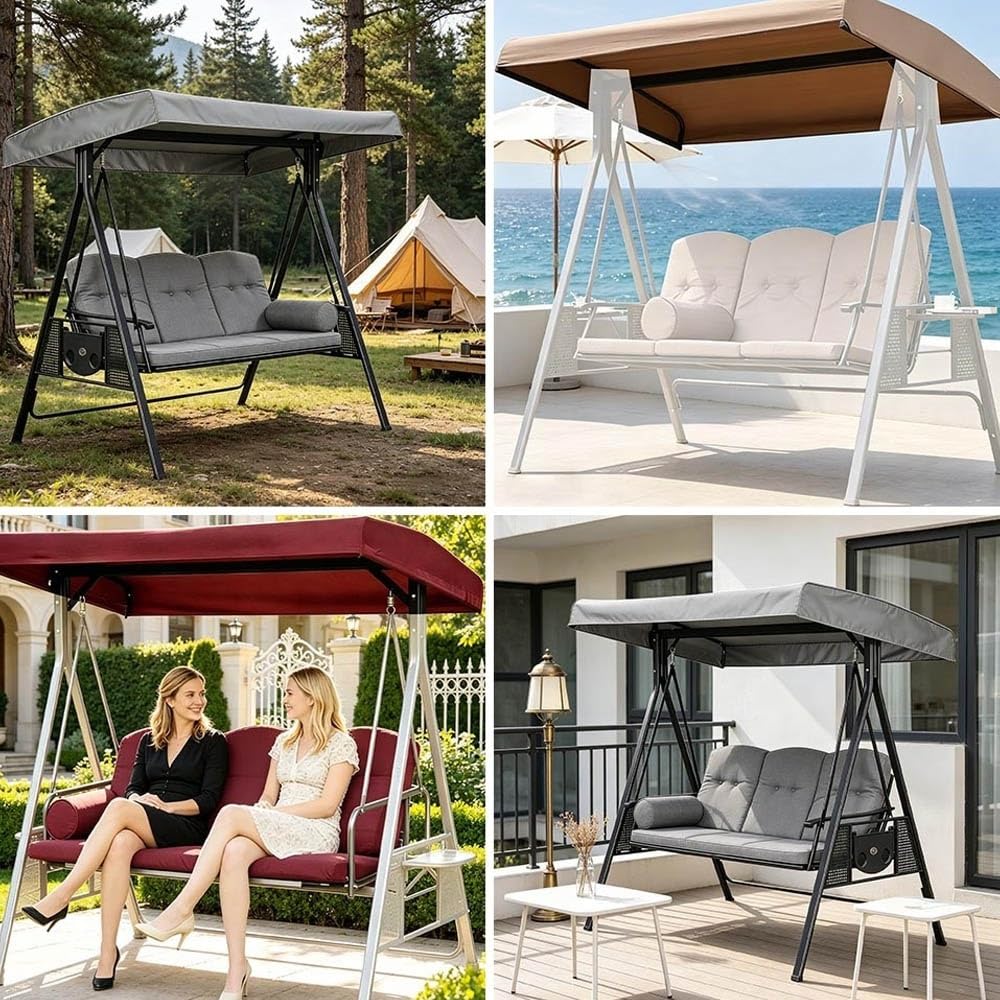 Tettuccio per Dondolo，Tetto di Ricambio Universale per Altalena Hollywood 164x114cm 195x125cm Copertura di Ricambio Altalena da Giardino 2 3 Posti(Grey,75x52x8in(190x132x20cm))