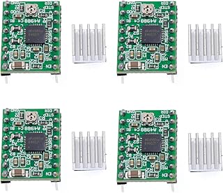 AIHJCNELE 4Pcs A4988 Stepstick Stepper Motor Driver Module 3D Printer Driver Board + Heat Sink for 3D Printer Controller Mother Boards Reprap Suitable RAMPS CNC Microstep Motor Driver (Green)