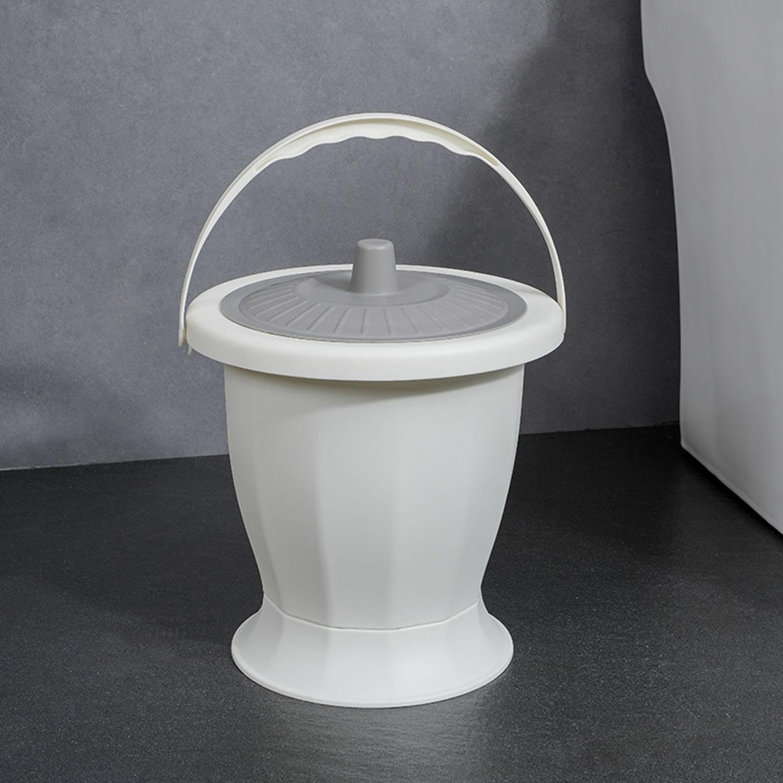 MagiDeal Seau de chambre de crachoir, pichet de nuit d'urinoir avec couvercle, pot de chambre de seau, bouteille d'urinoir de pot pour enfants adultes, Blanc avec anneau